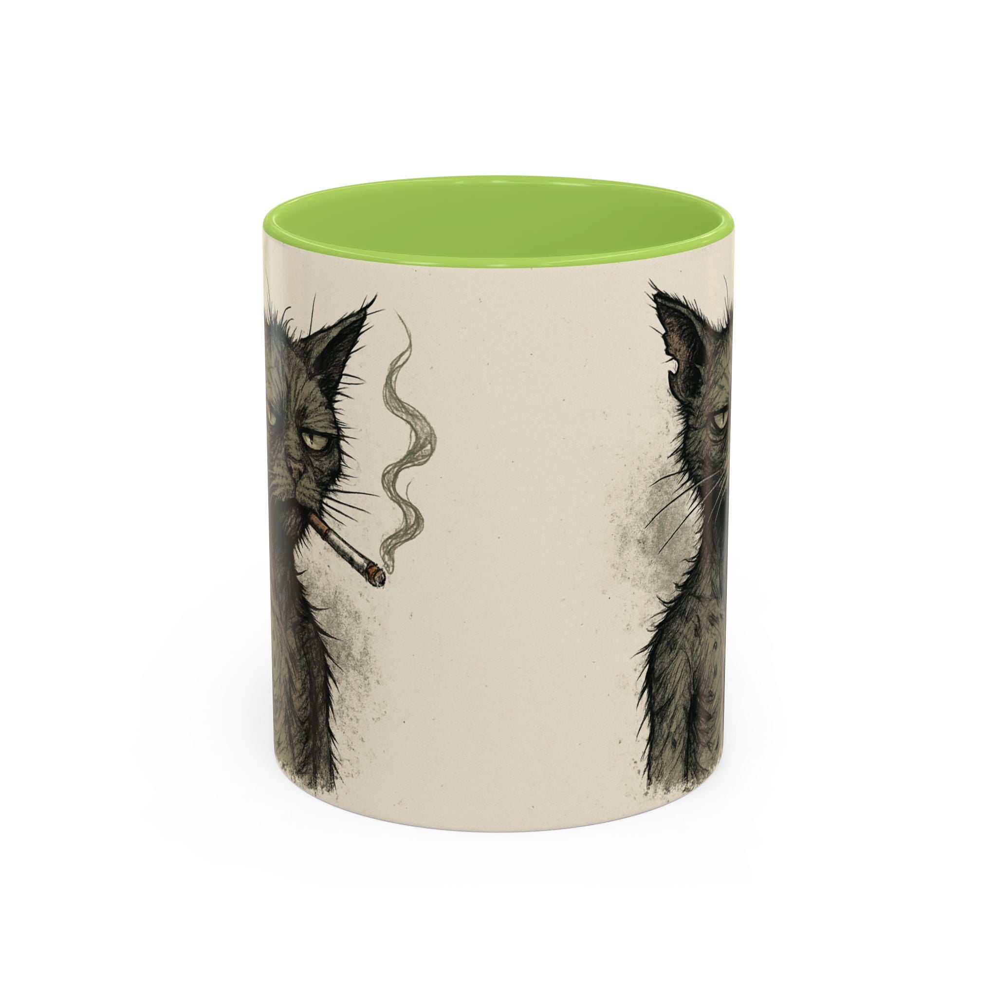 Grumpy Cat Smoking Coffee Mug — Funny Gothic Cat Accent Mug (11/15oz)