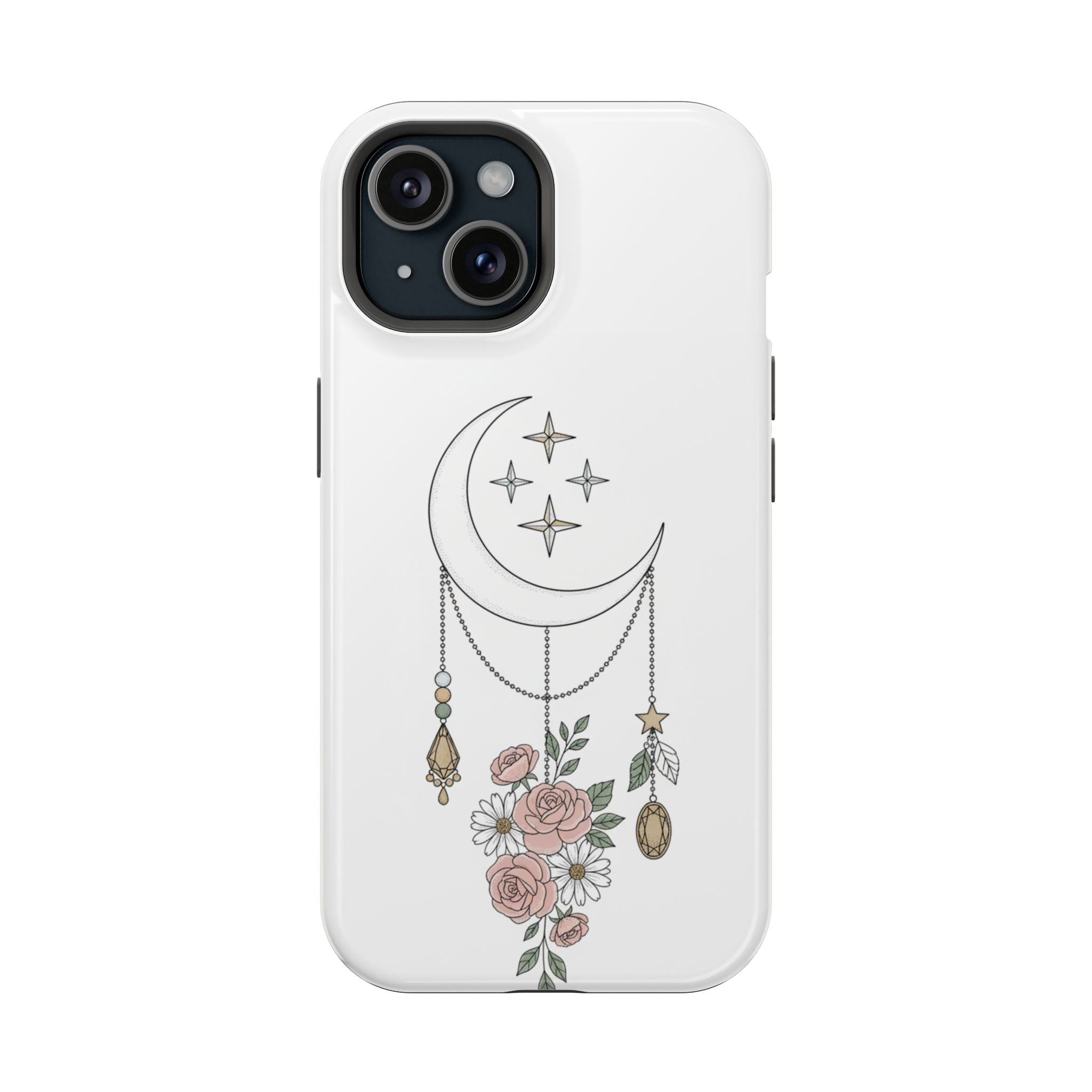 Moon & Roses Magnetic Impact Phone Case — Celestial Floral iPhone Cover