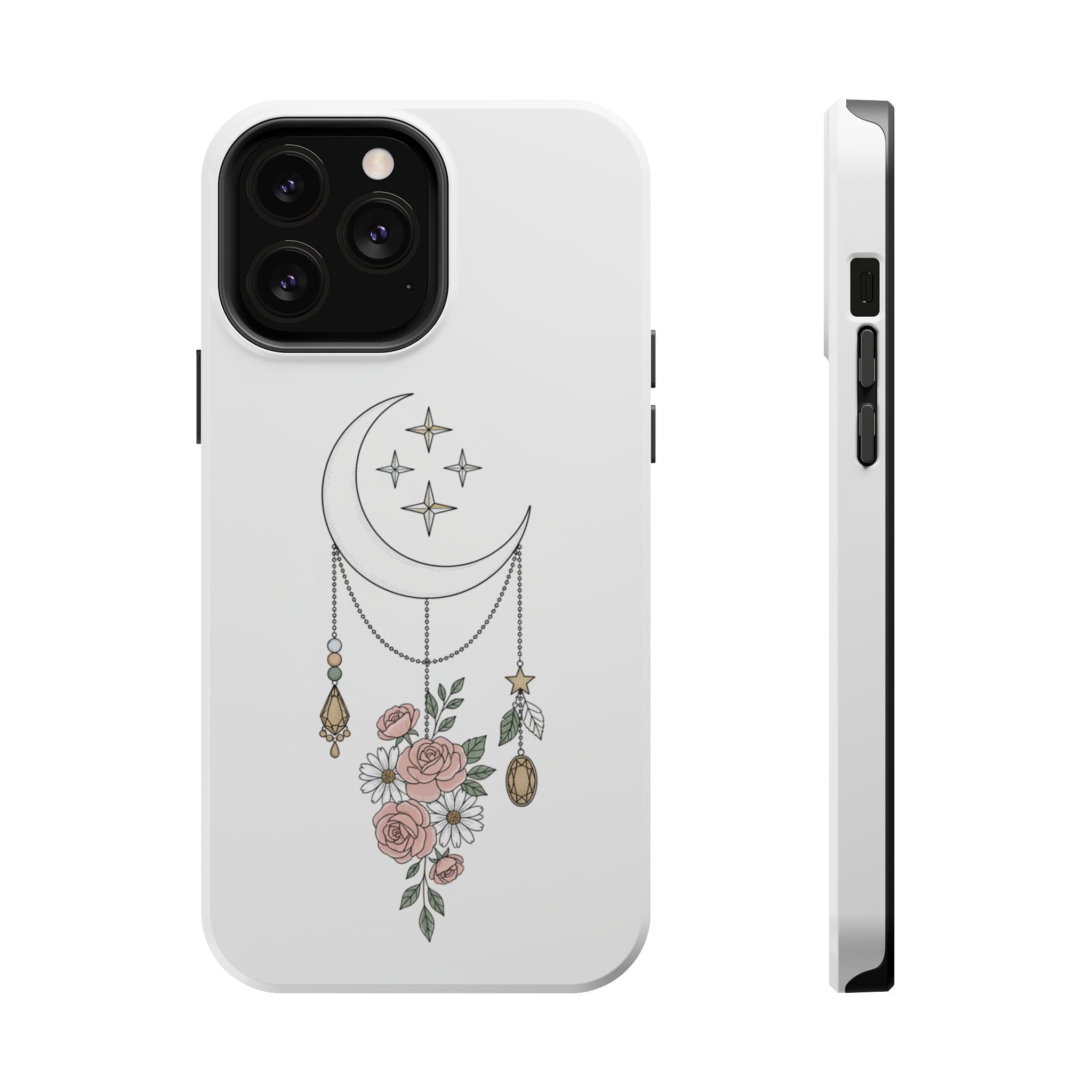 Moon & Roses Magnetic Impact Phone Case — Celestial Floral iPhone Cover