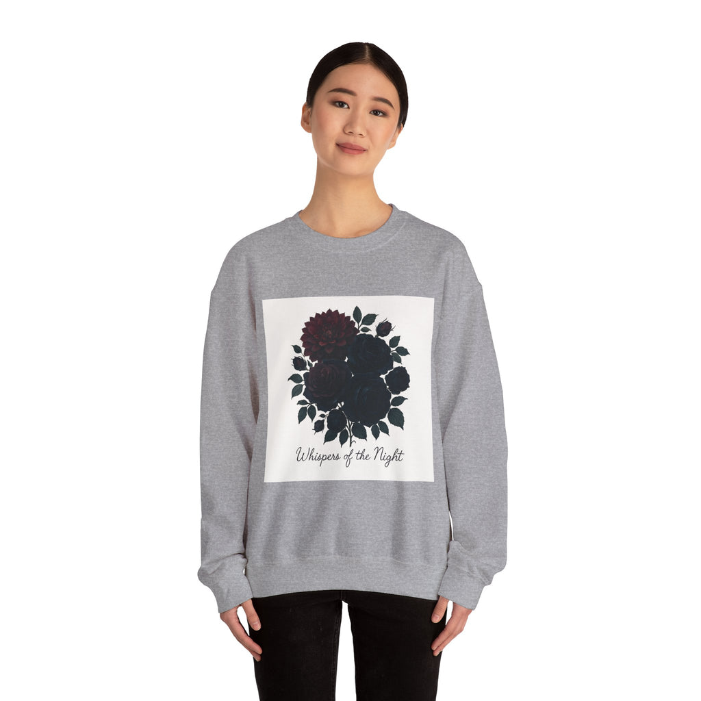 Crewneck Sweatshirt - 'Whispers of the Night' Floral Graphic