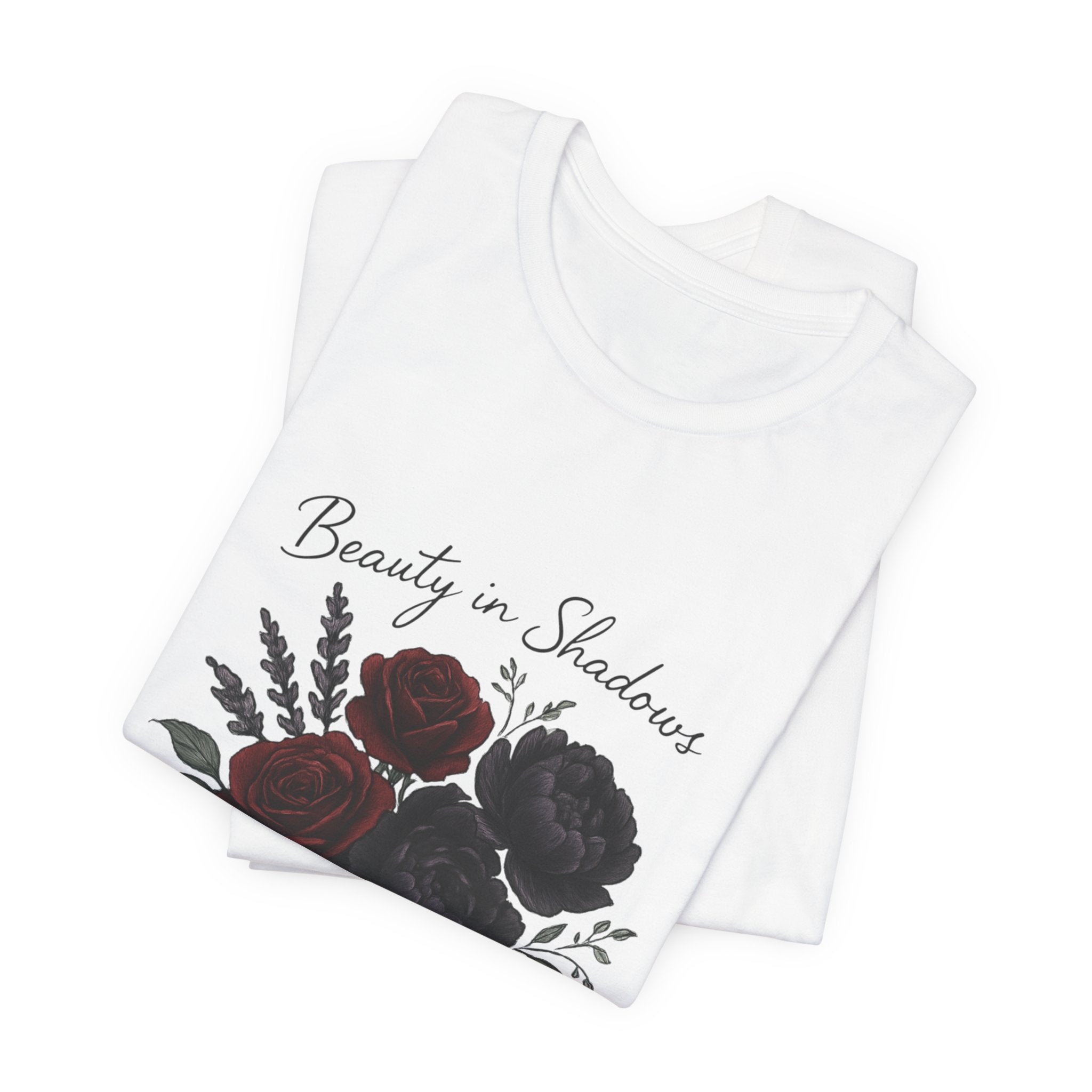 Floral Tee — "Beauty in Shadow" Dark Rose Bouquet Graphic T-Shirt