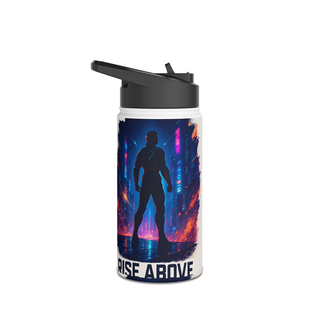 Rise Above Stainless Steel Water Bottle — Cybercity Silhouette Design