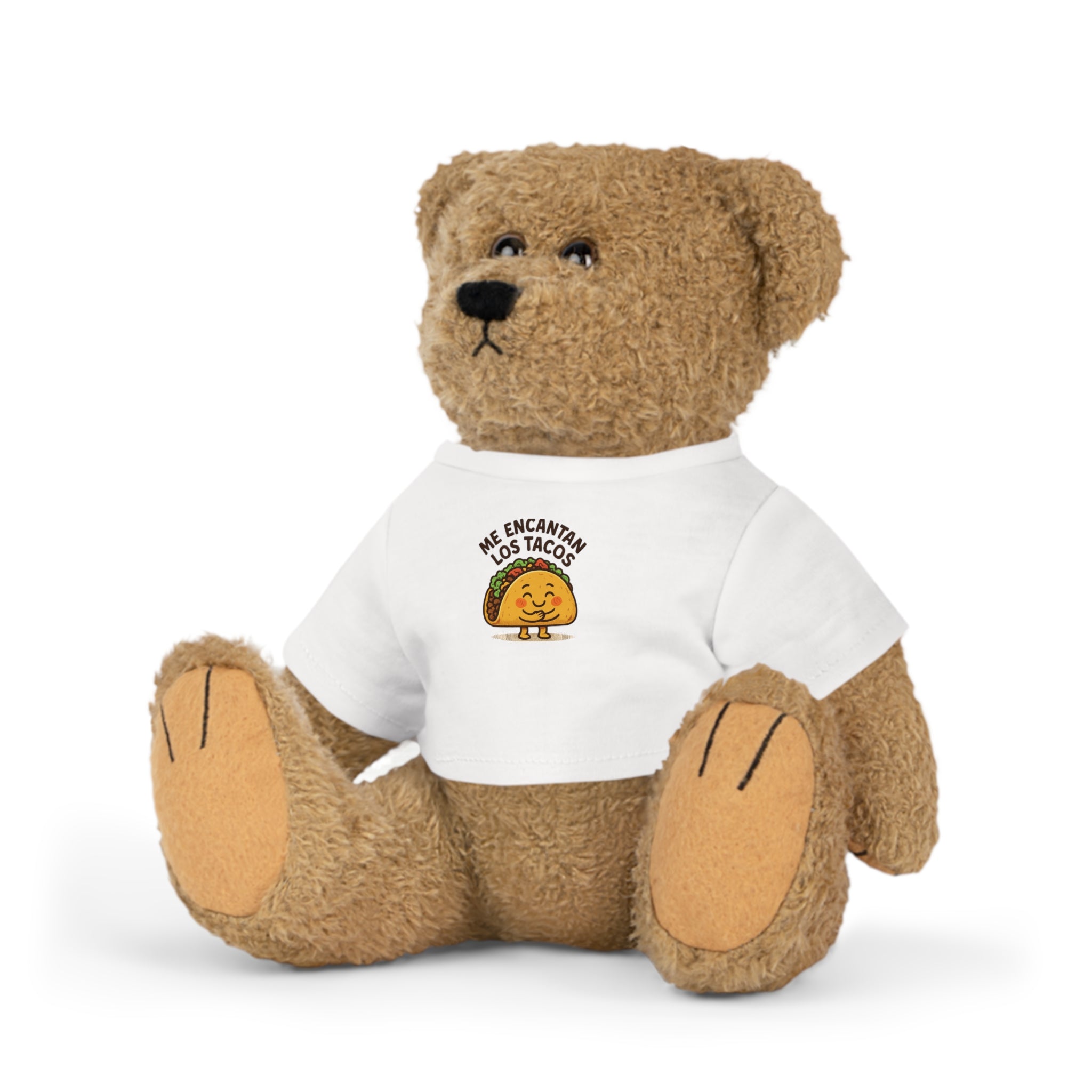 Classic Brown Bear Plush Toy with White T-Shirt | Customizable Shirt