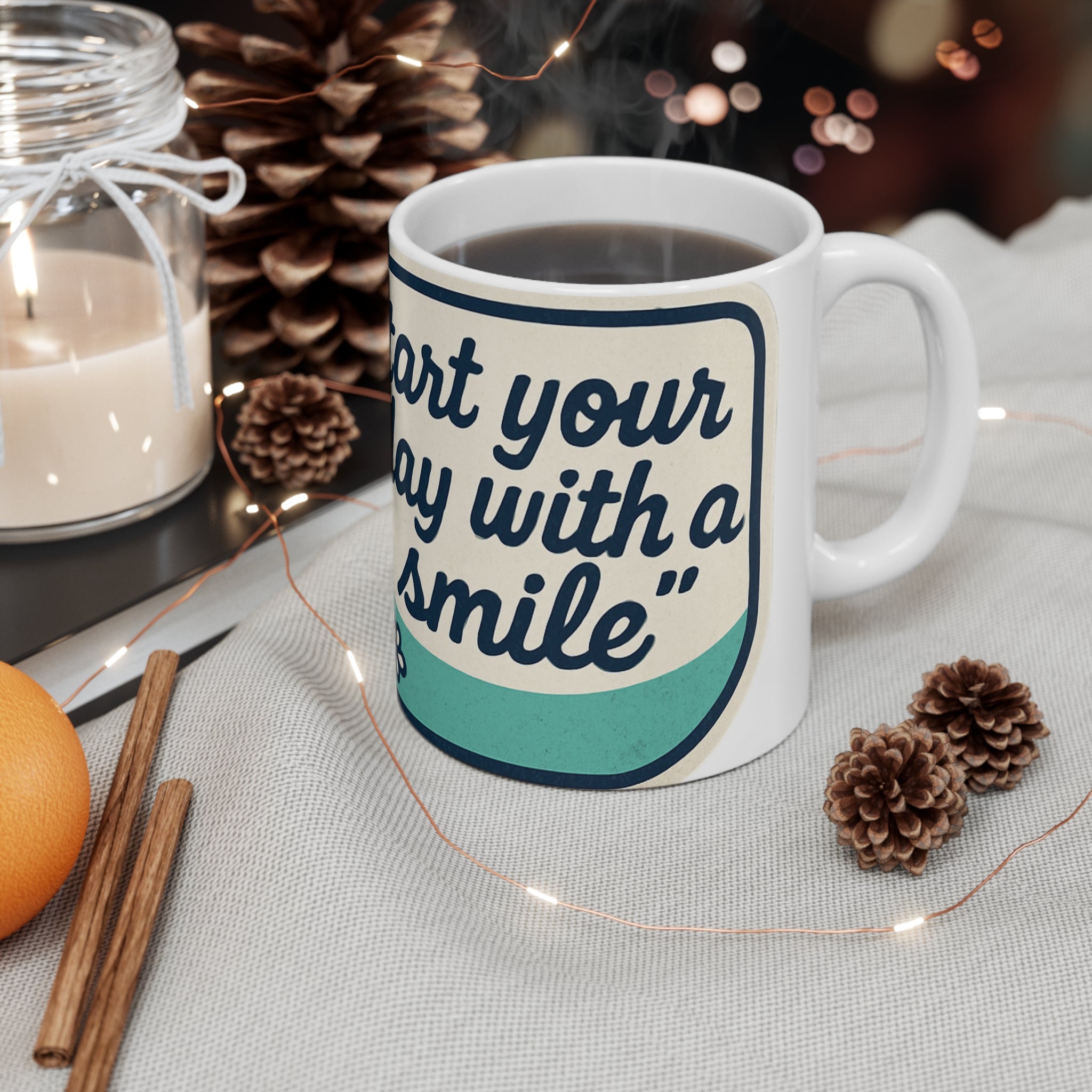 Mug — "Start Your Day With A Smile" Cute Sun Coffee Mug