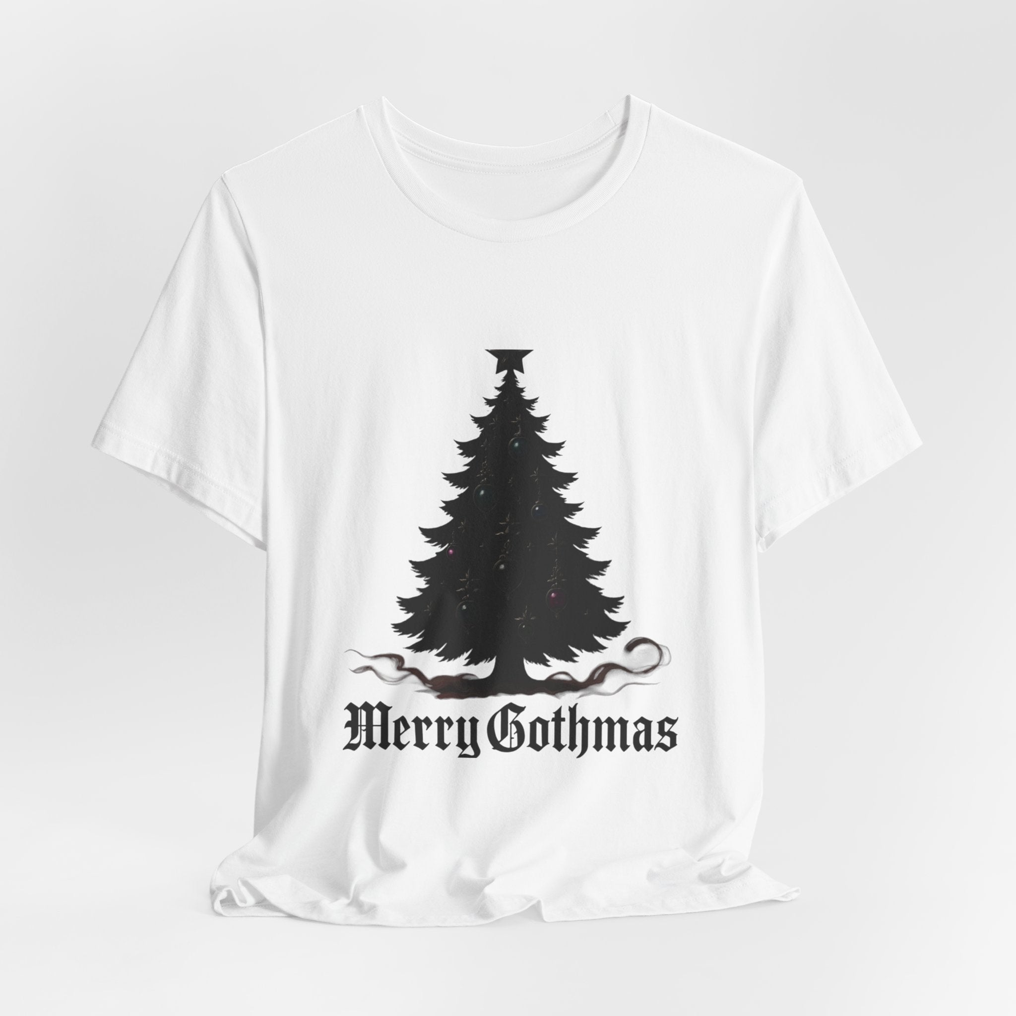 Gothic Christmas Tee — 'Merry Gothmas' Black Tree Graphic