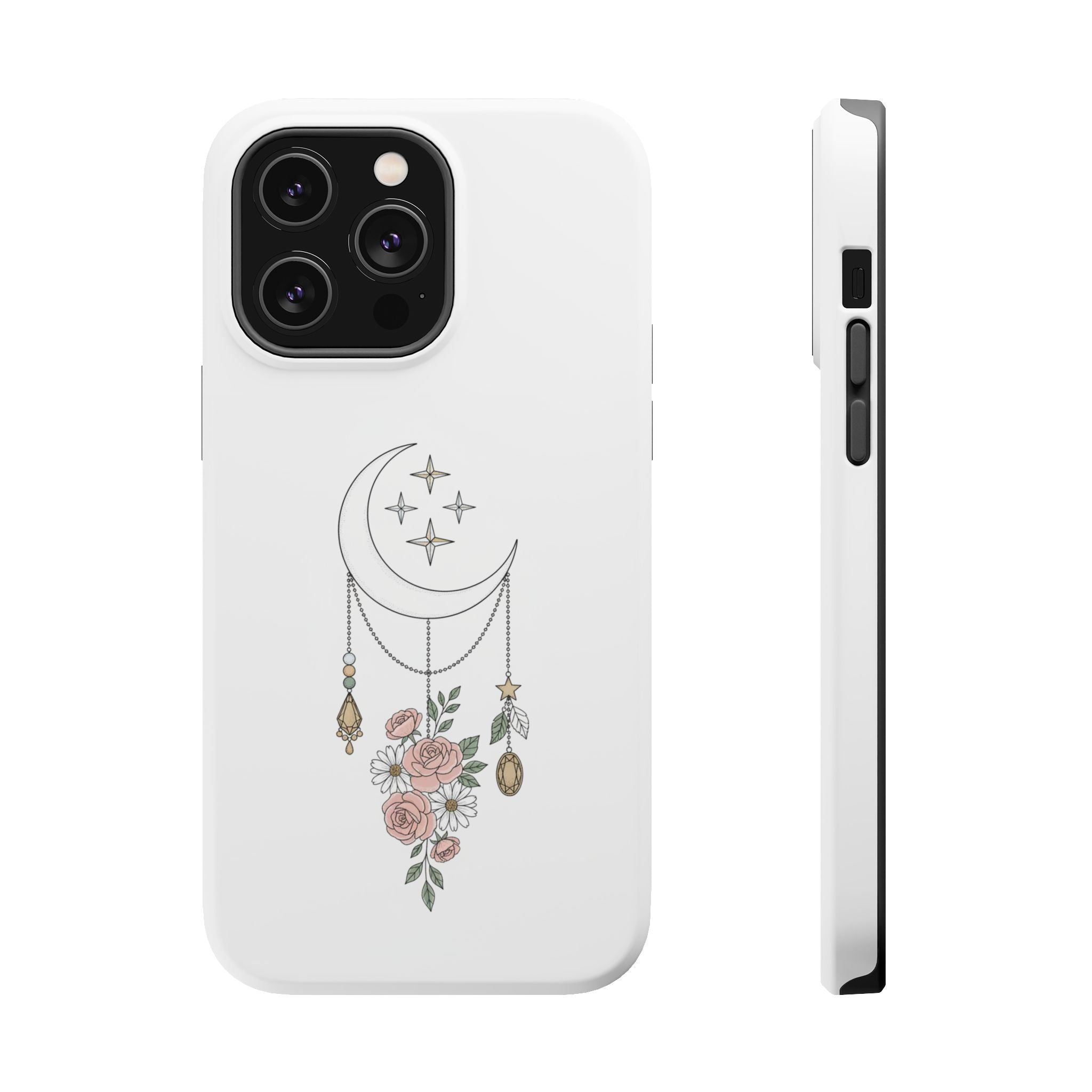 Moon & Roses Magnetic Impact Phone Case — Celestial Floral iPhone Cover