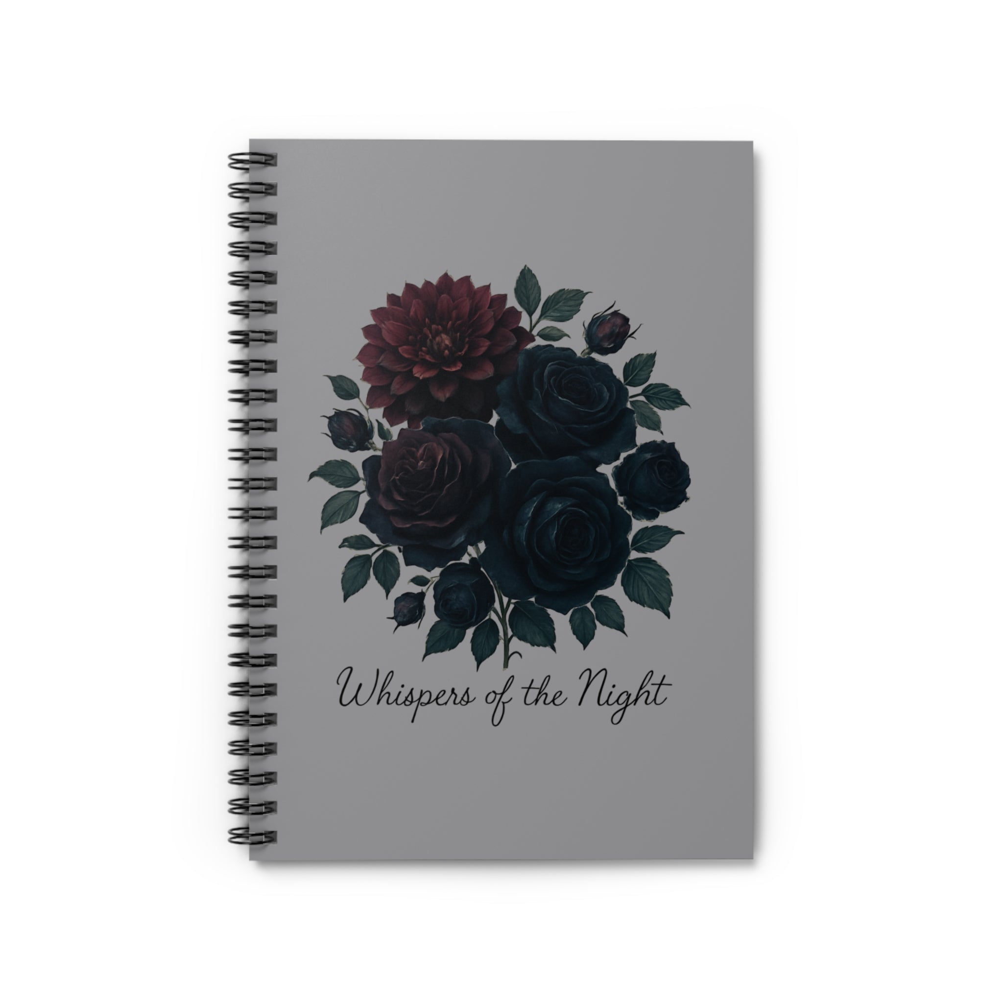 Whispers of the Night Floral Notebook — Spiral Ruled Journal