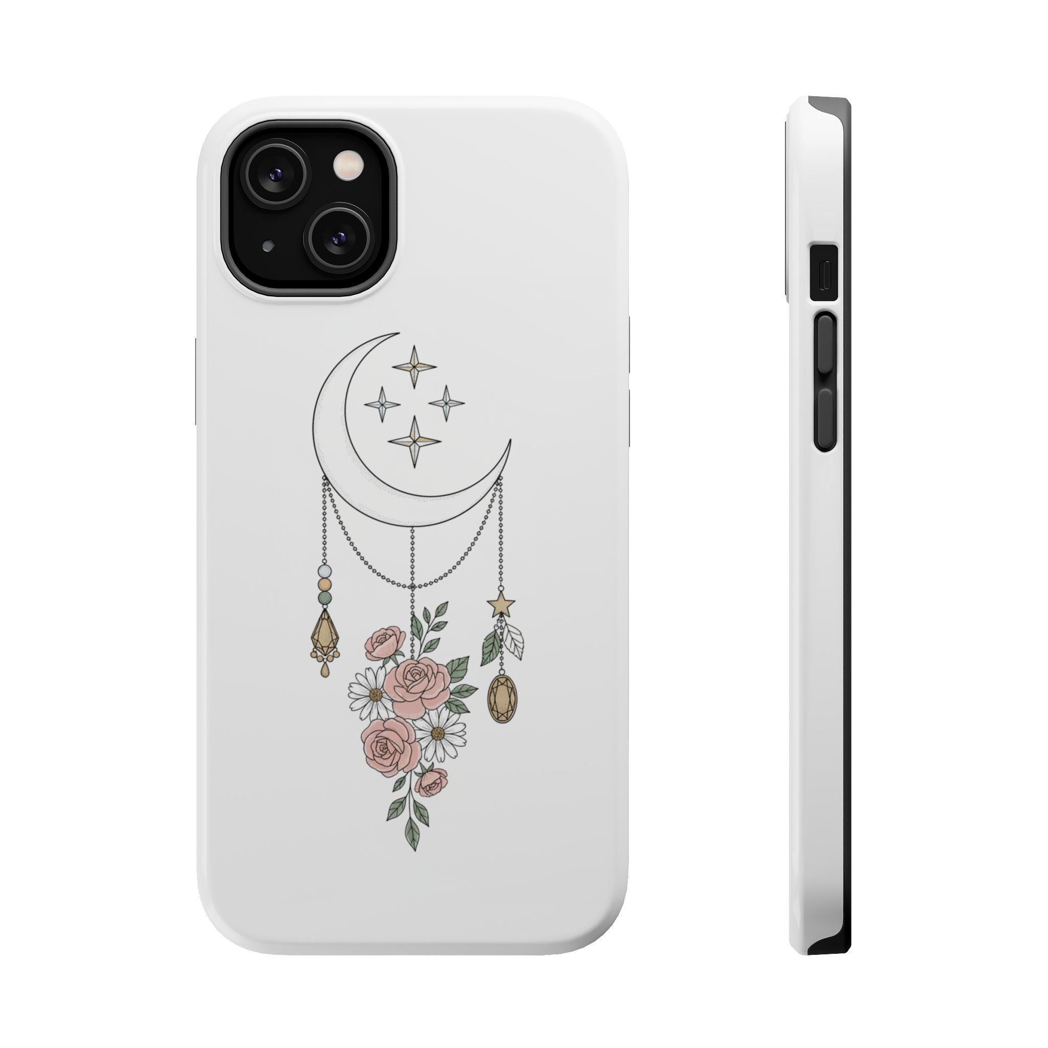 Moon & Roses Magnetic Impact Phone Case — Celestial Floral iPhone Cover