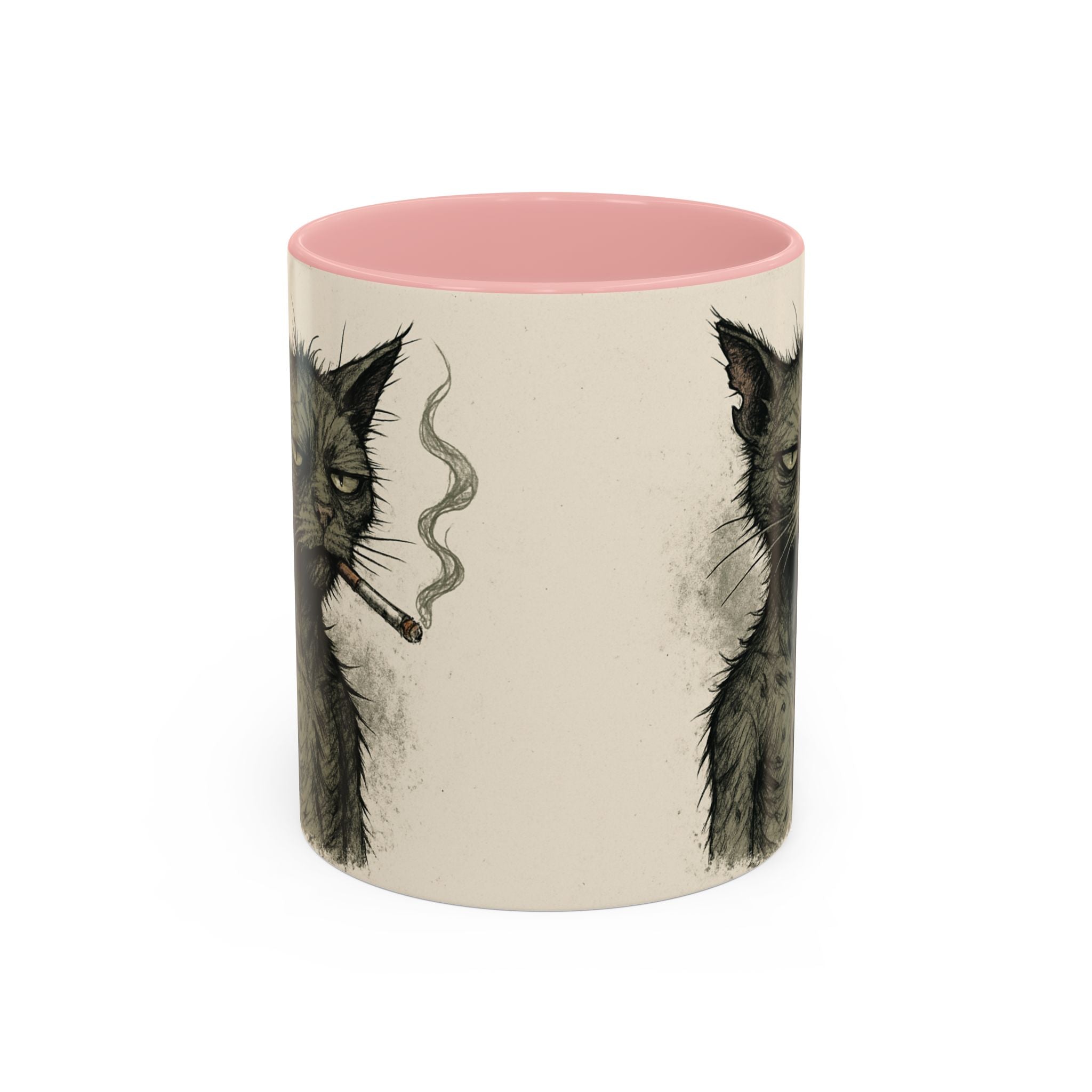 Grumpy Cat Smoking Coffee Mug — Funny Gothic Cat Accent Mug (11/15oz)