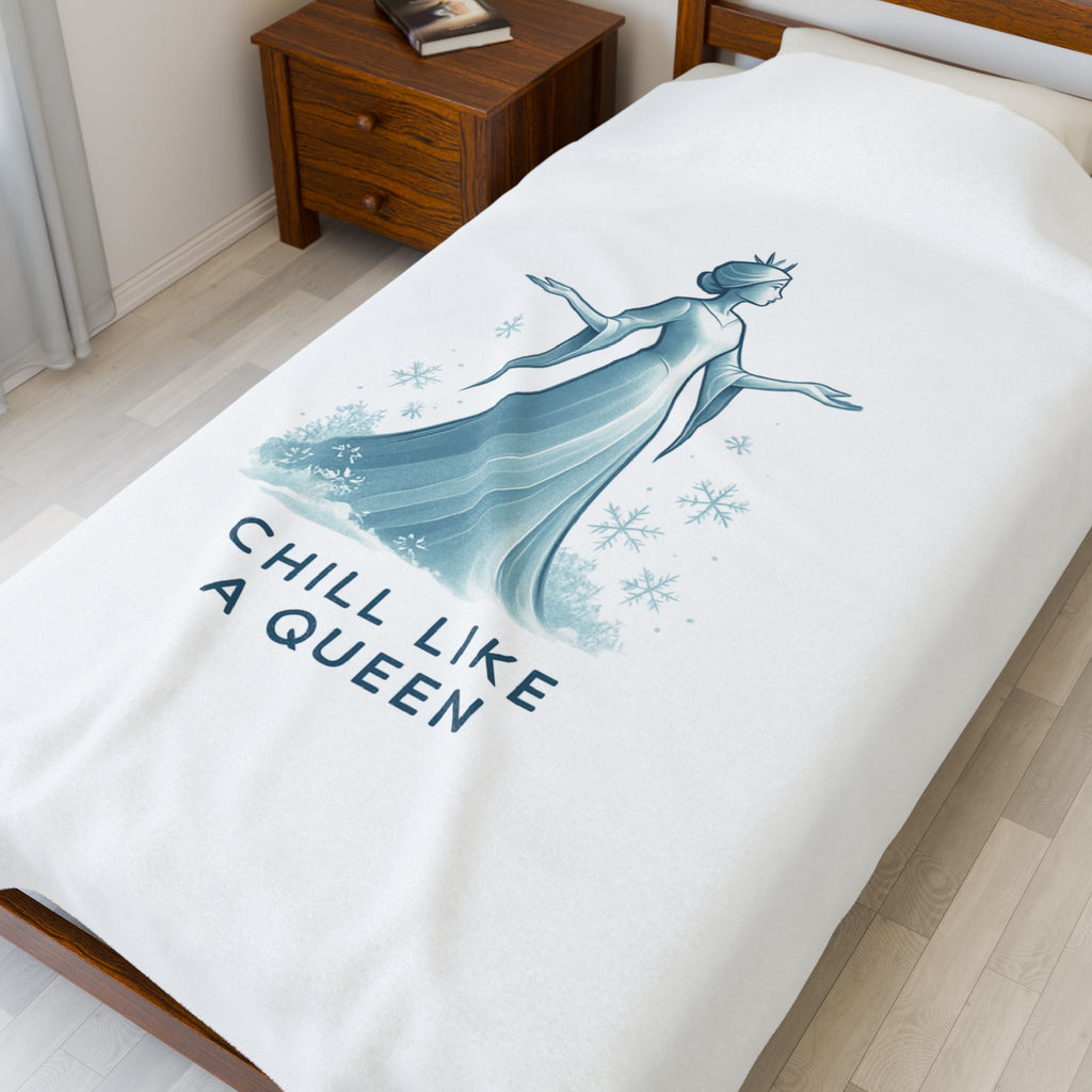 Velveteen Plush Blanket — "Chill Like a Queen" Frozen-Inspired Cozy Throw