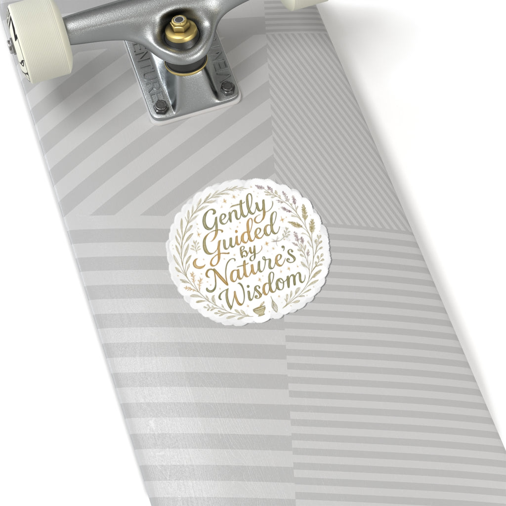 Gently Guided by Nature’s Wisdom - Round Floral Kiss-Cut Sticker