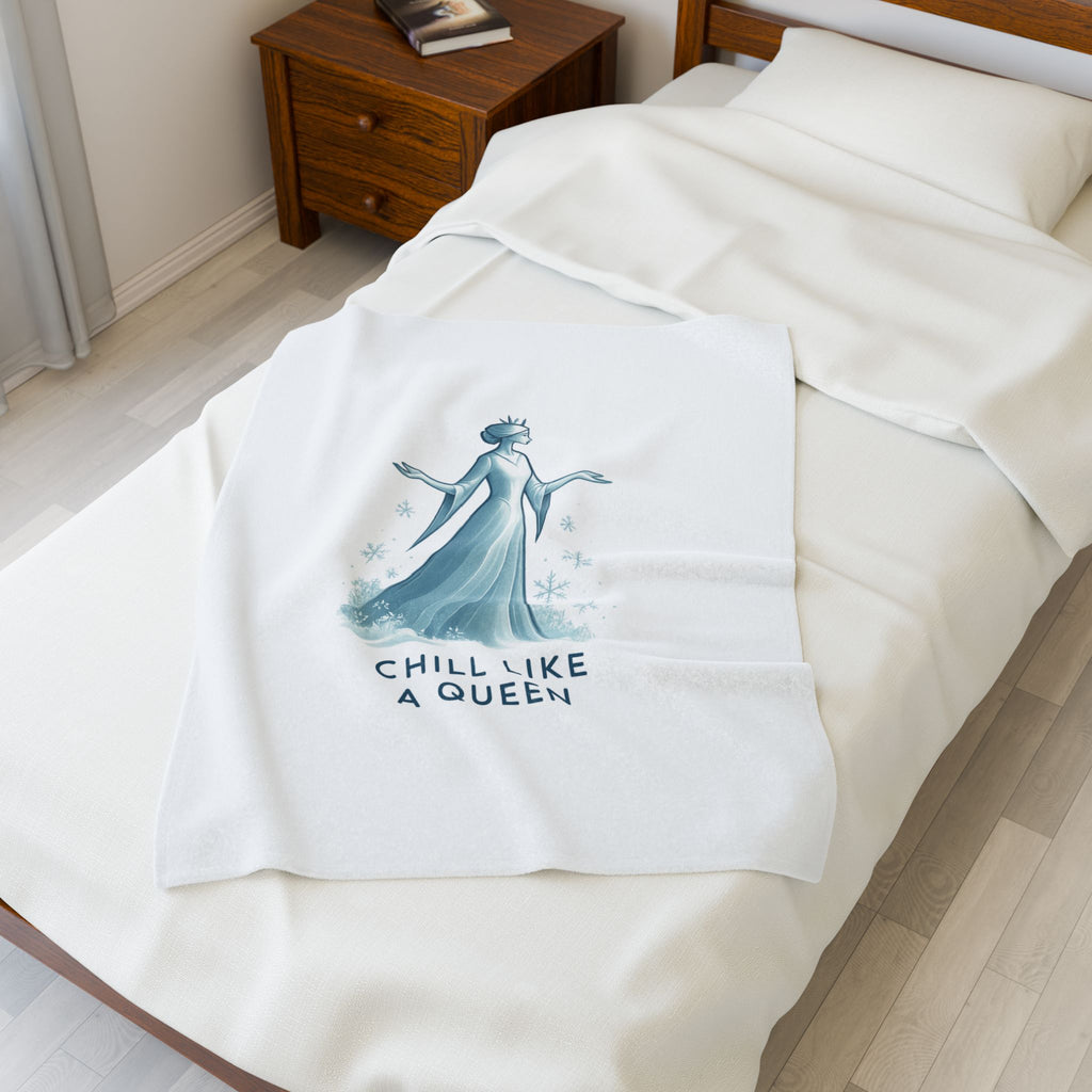 Velveteen Plush Blanket — "Chill Like a Queen" Frozen-Inspired Cozy Throw