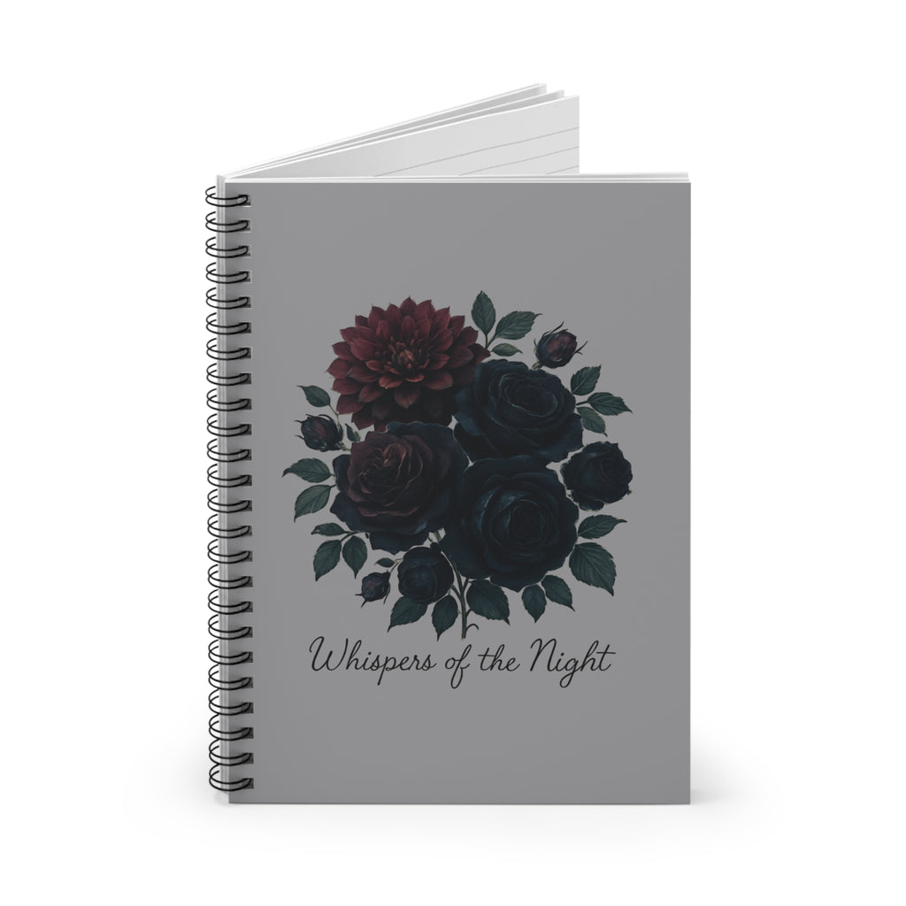 Whispers of the Night Floral Notebook — Spiral Ruled Journal