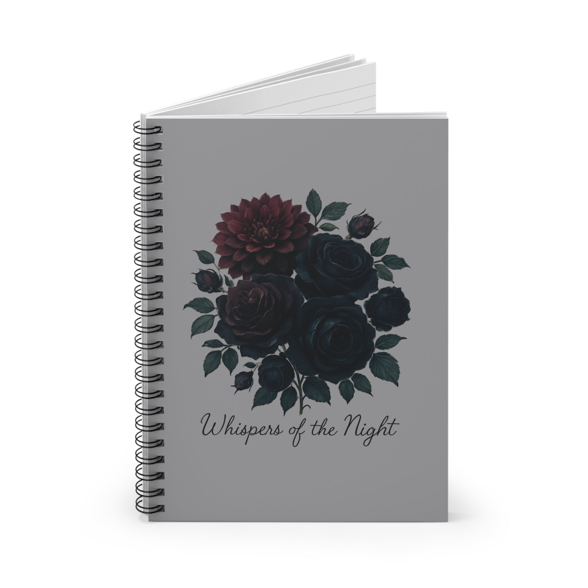 Whispers of the Night Floral Notebook — Spiral Ruled Journal