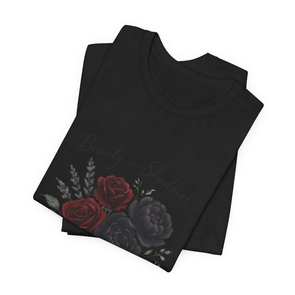 Floral Tee — "Beauty in Shadow" Dark Rose Bouquet Graphic T-Shirt