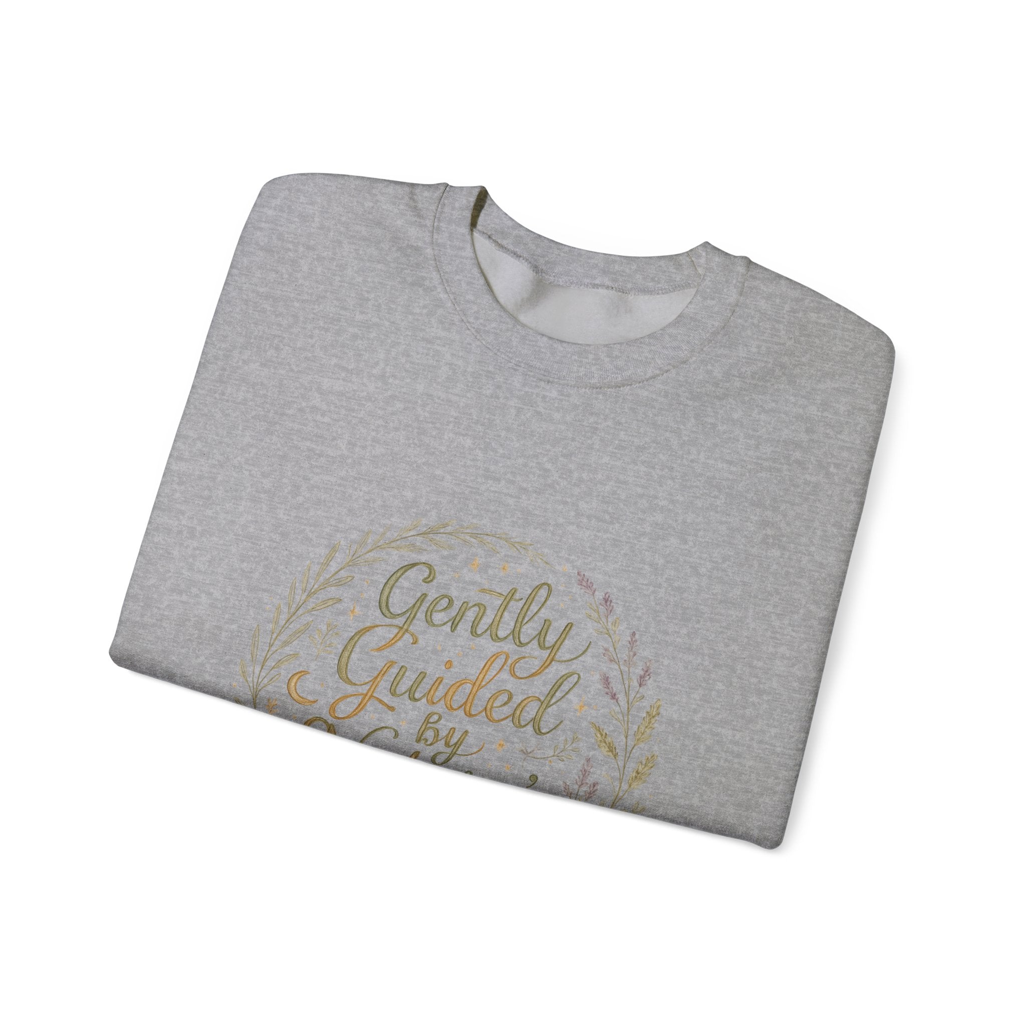 Crewneck Sweatshirt — "Gently Guided by Nature's Wisdom" Floral Wreath Eco Vibe