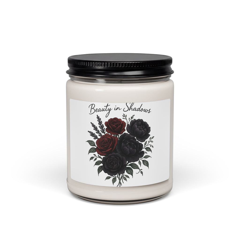 Beauty in Shadows Soy Candle — 9oz Scented Jar (Rose & Noir)
