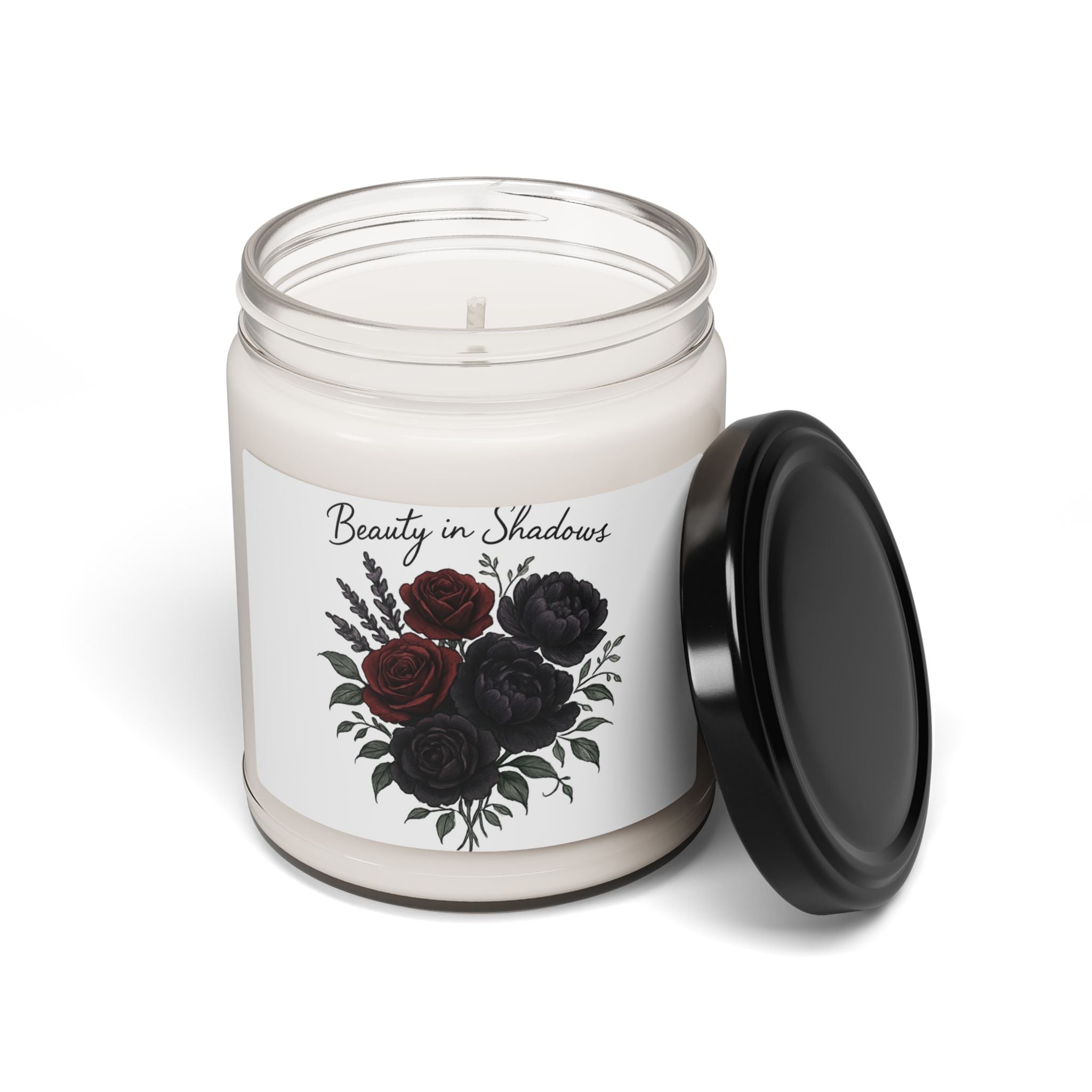 Beauty in Shadows Soy Candle — 9oz Scented Jar (Rose & Noir)