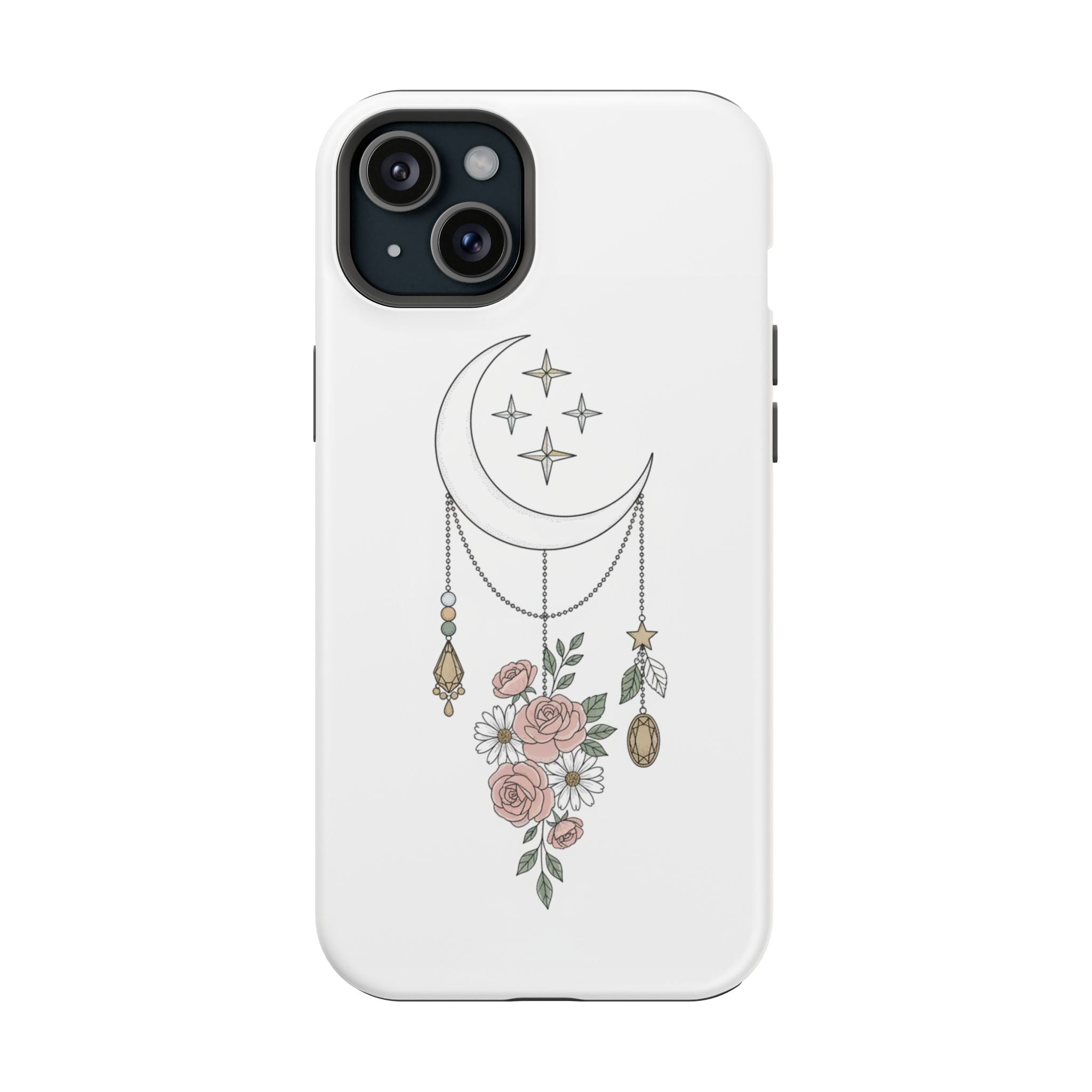 Moon & Roses Magnetic Impact Phone Case — Celestial Floral iPhone Cover