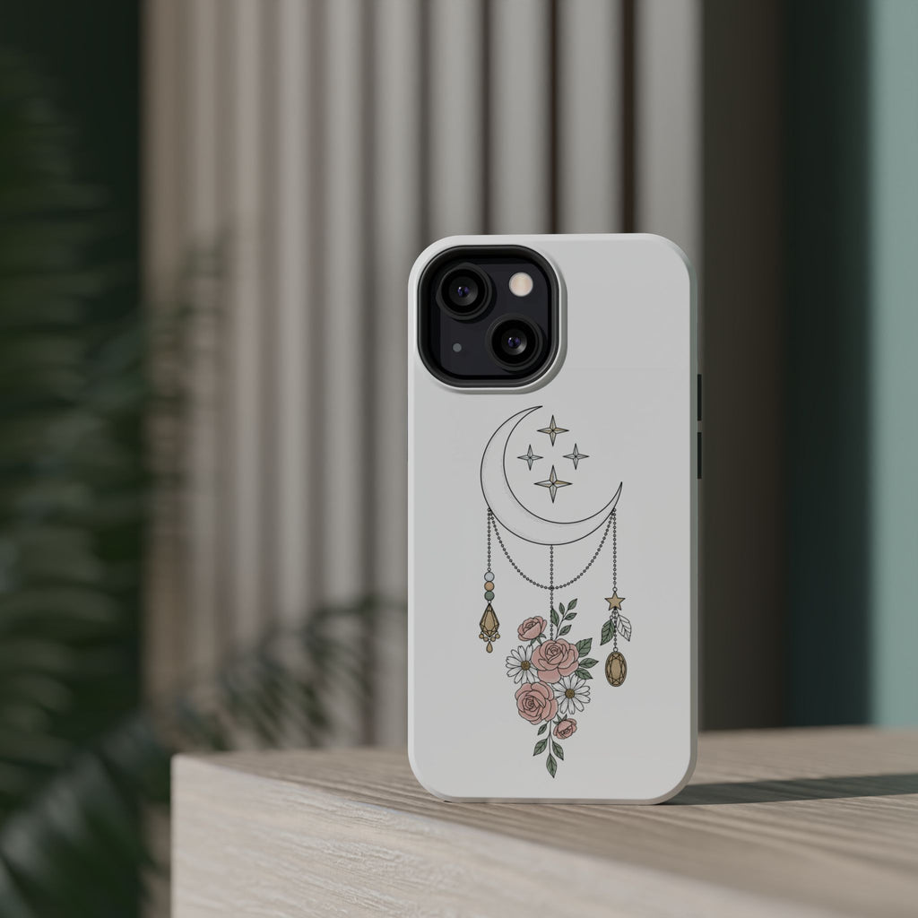 Moon & Roses Magnetic Impact Phone Case — Celestial Floral iPhone Cover