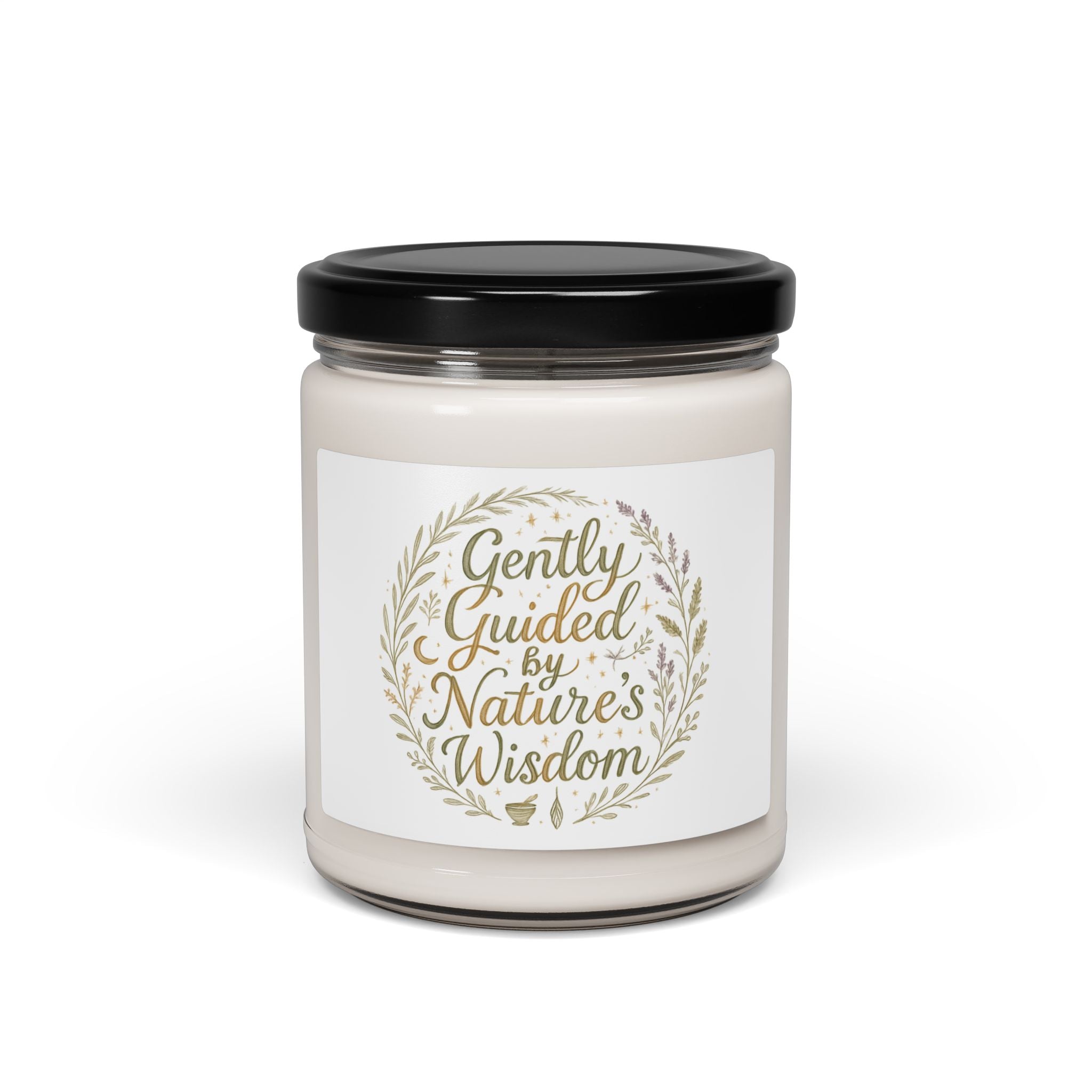 Soy Candle 9oz — "Gently Guided by Nature’s Wisdom" Scented Jar Candle — Calming Botanical Home Gift