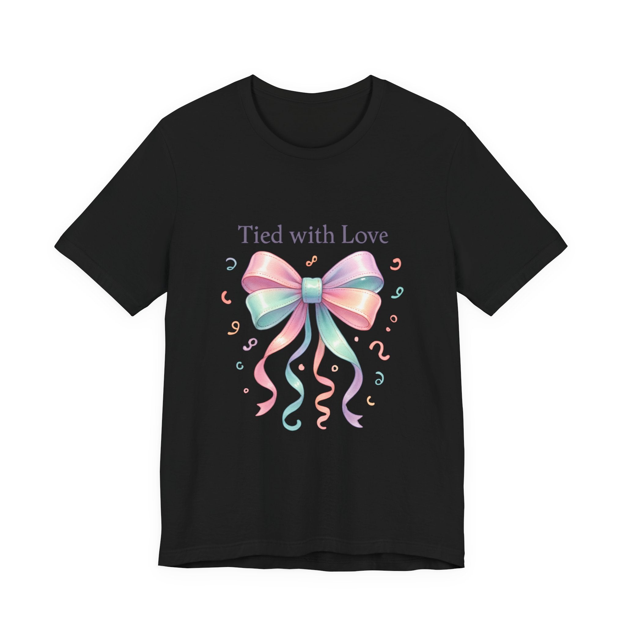 T-Shirt — "Tied with Love" Pastel Ribbon Gift Graphic Tee