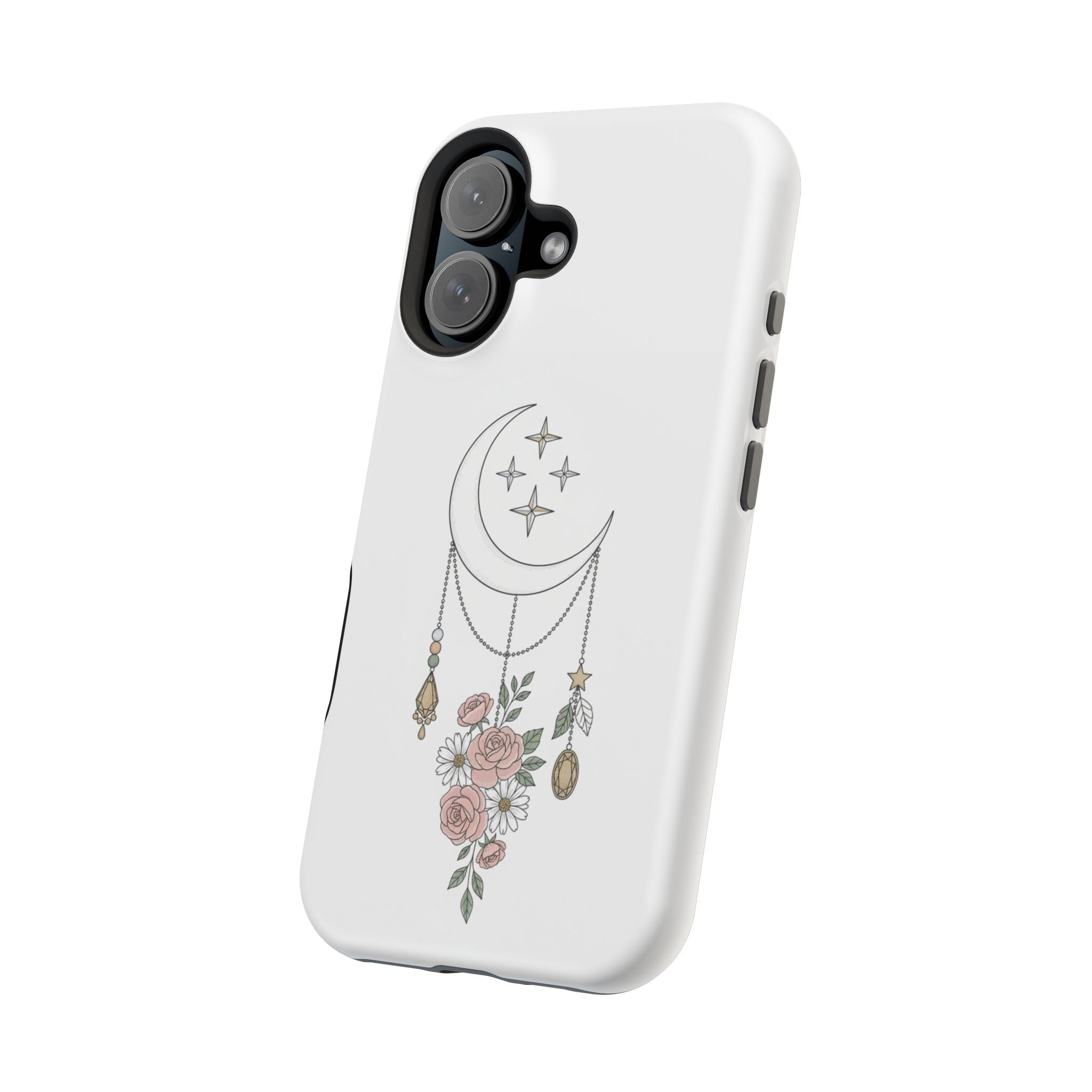Moon & Roses Magnetic Impact Phone Case — Celestial Floral iPhone Cover