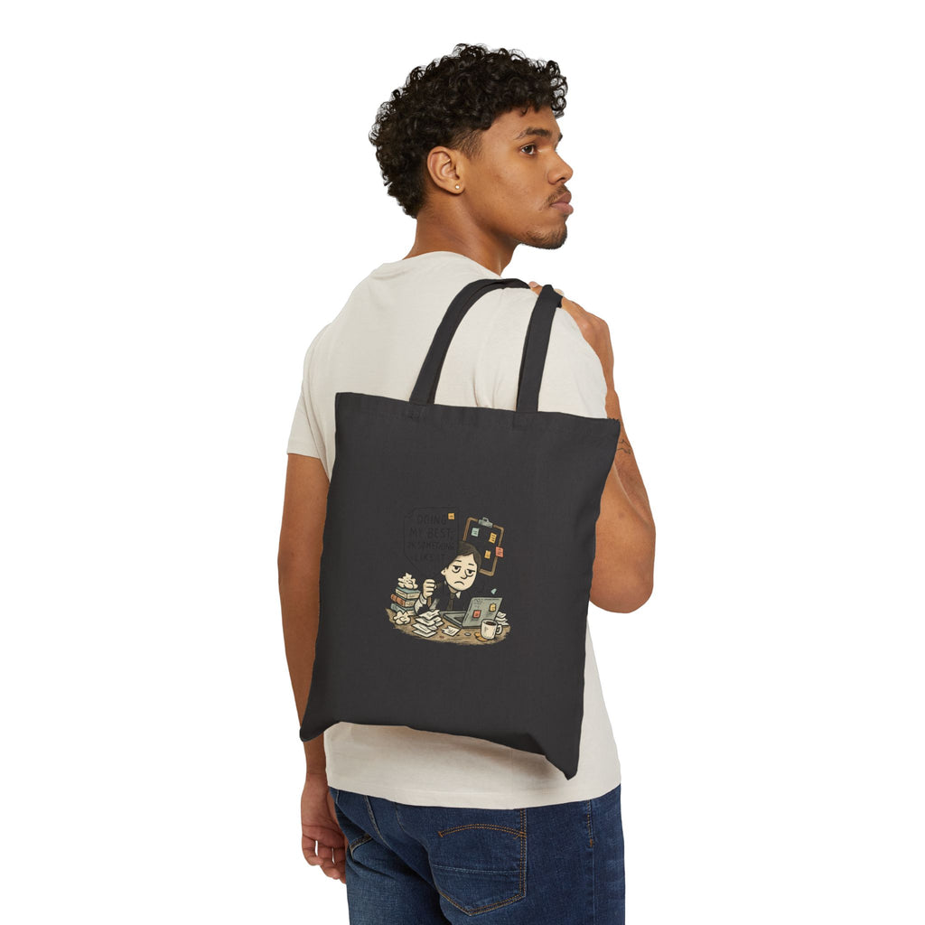 Tote Bag — "Doing My Best (It Sometimes Looks Like This)" Cute Commuter Canvas Tote