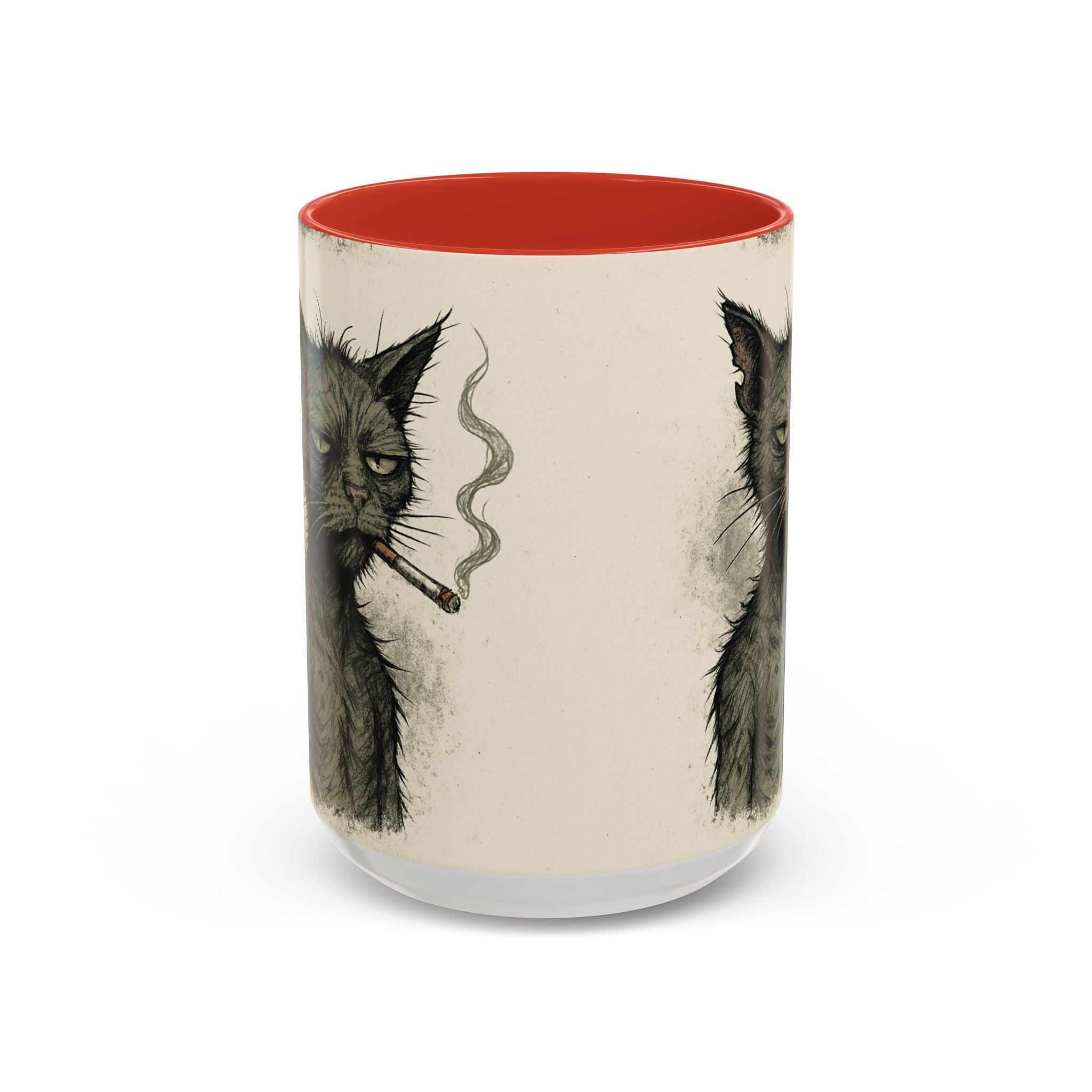 Grumpy Cat Smoking Coffee Mug — Funny Gothic Cat Accent Mug (11/15oz)