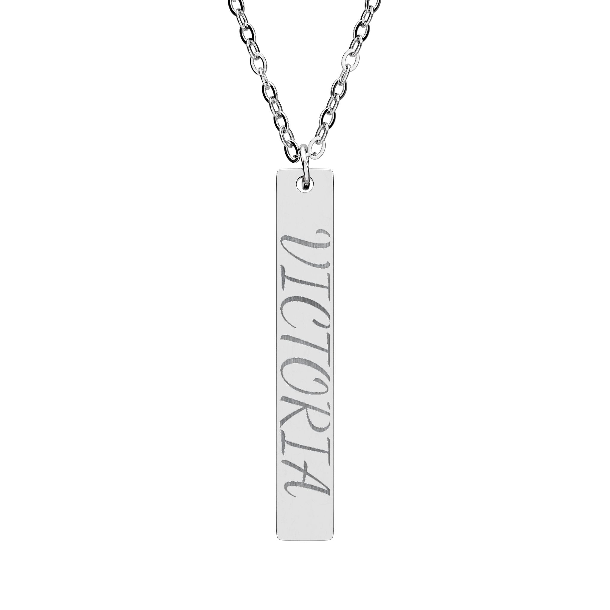 Engraved Vertical Bar Necklace  Personalized Name Pendant