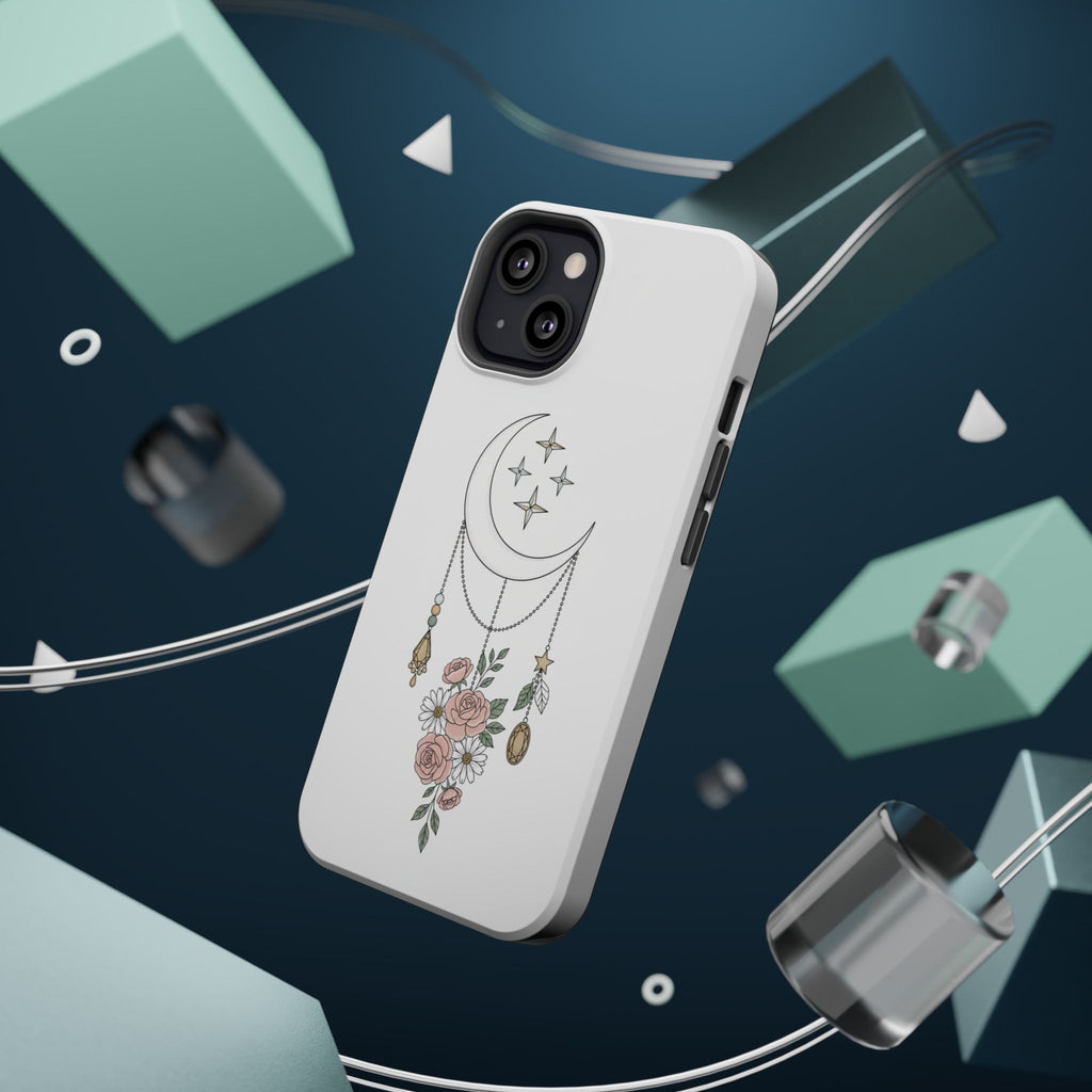 Moon & Roses Magnetic Impact Phone Case — Celestial Floral iPhone Cover