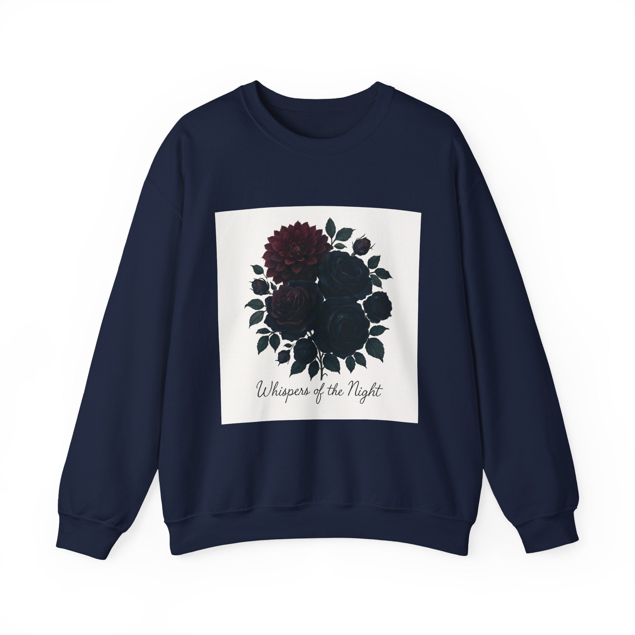 Crewneck Sweatshirt - 'Whispers of the Night' Floral Graphic