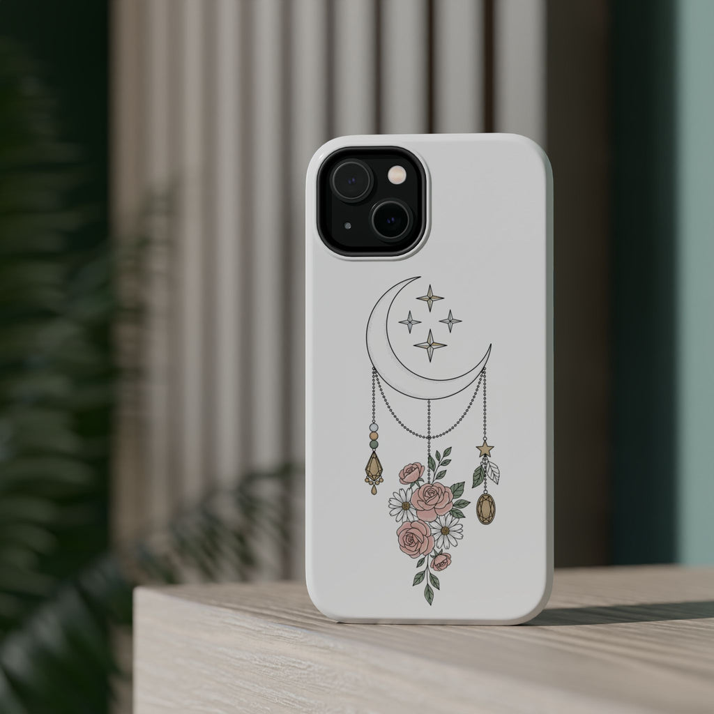 Moon & Roses Magnetic Impact Phone Case — Celestial Floral iPhone Cover