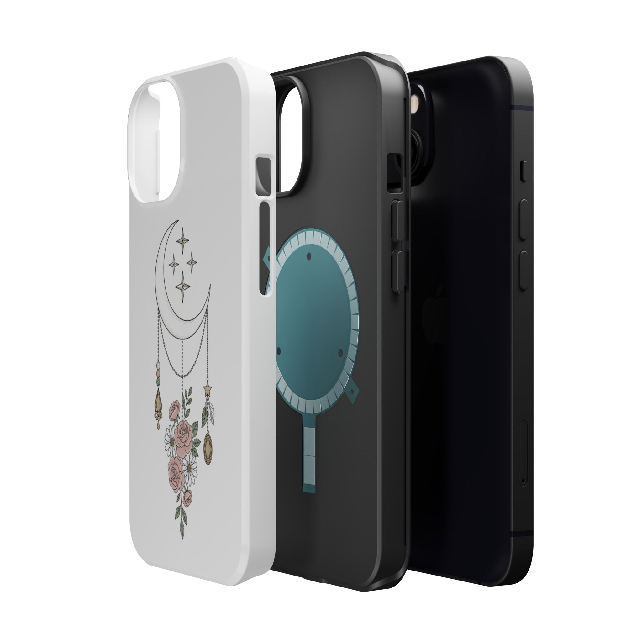 Moon & Roses Magnetic Impact Phone Case — Celestial Floral iPhone Cover