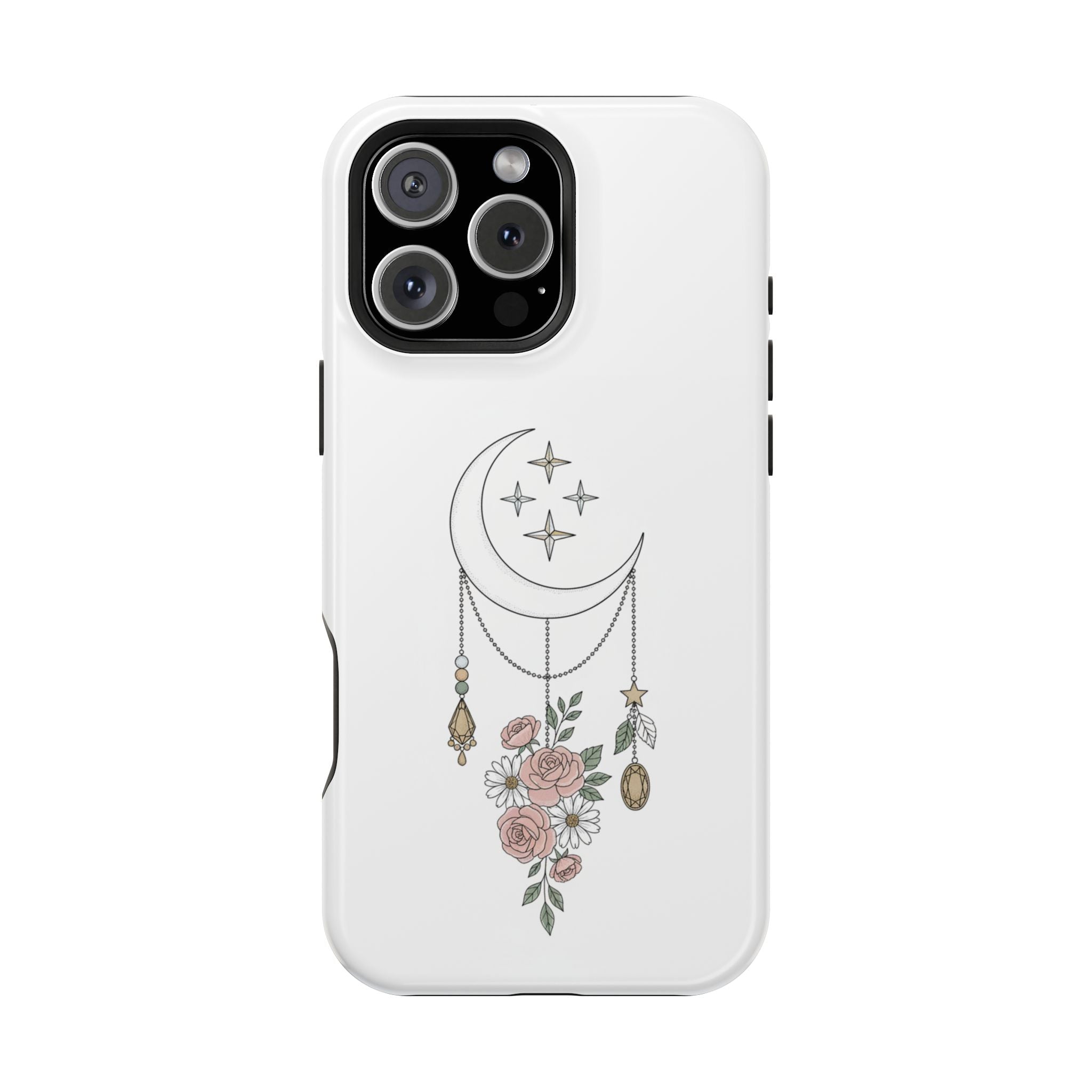 Moon & Roses Magnetic Impact Phone Case — Celestial Floral iPhone Cover