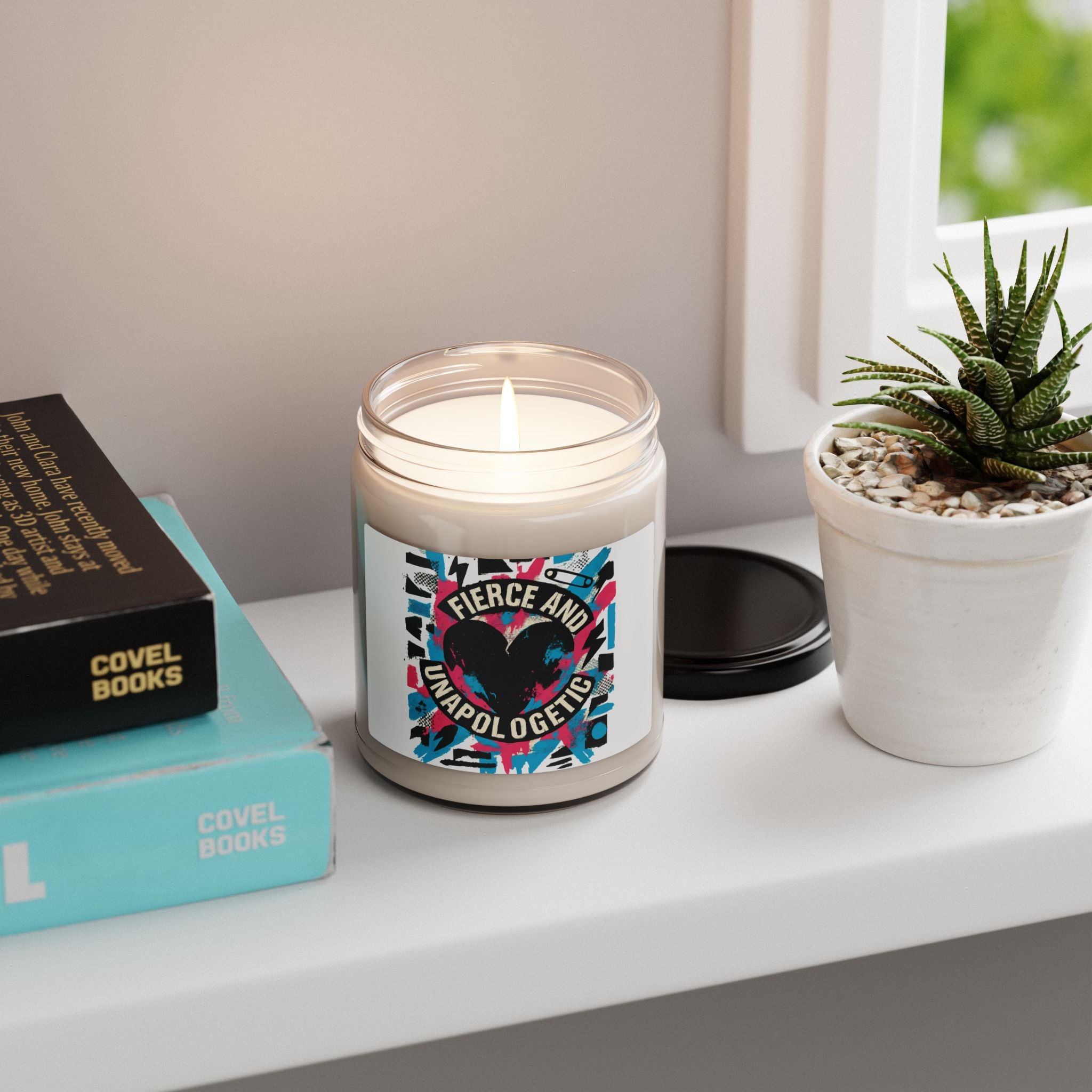 Soy Candle — "Fierce and Unapologetic" Scented 9oz (Bold Heart Design)