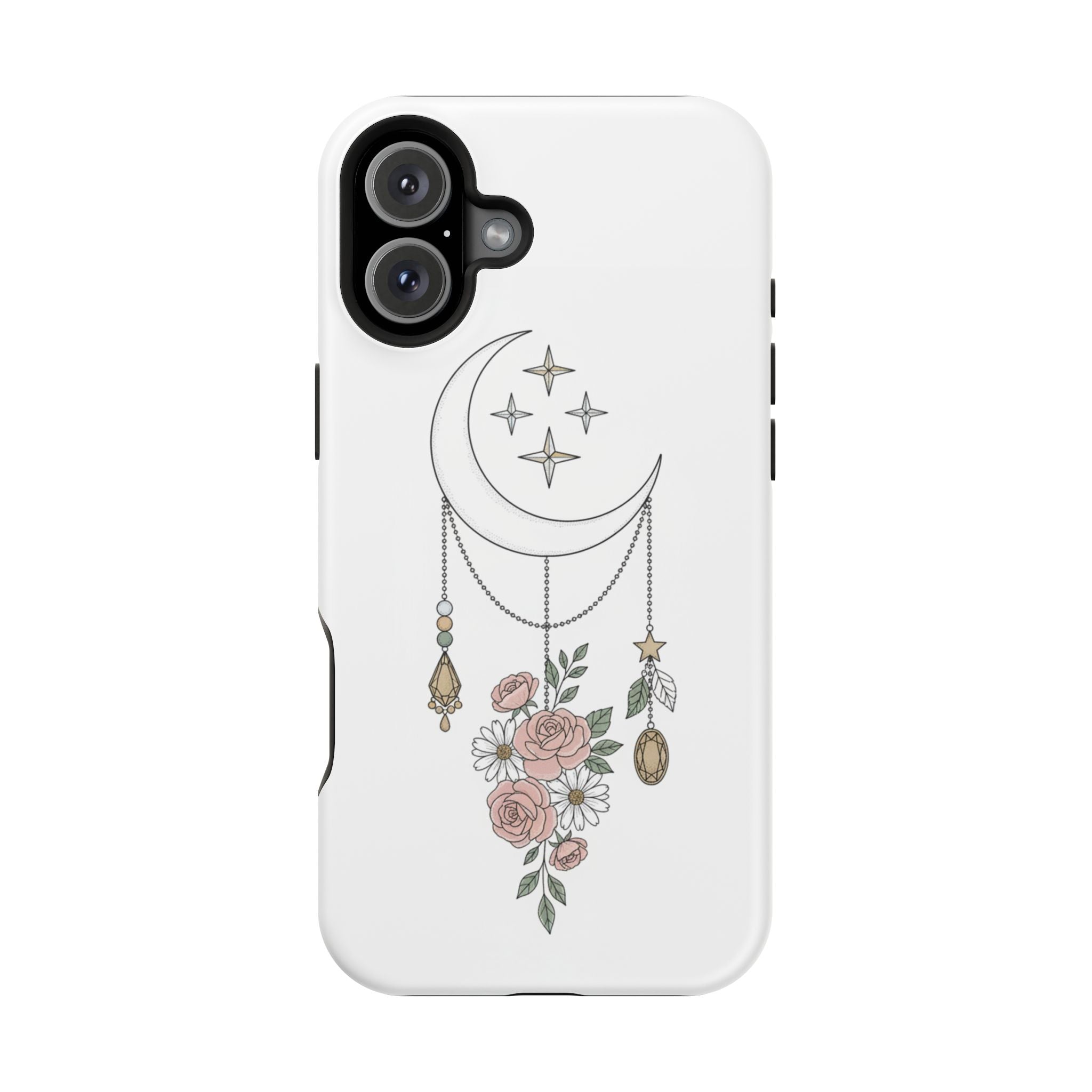 Moon & Roses Magnetic Impact Phone Case — Celestial Floral iPhone Cover
