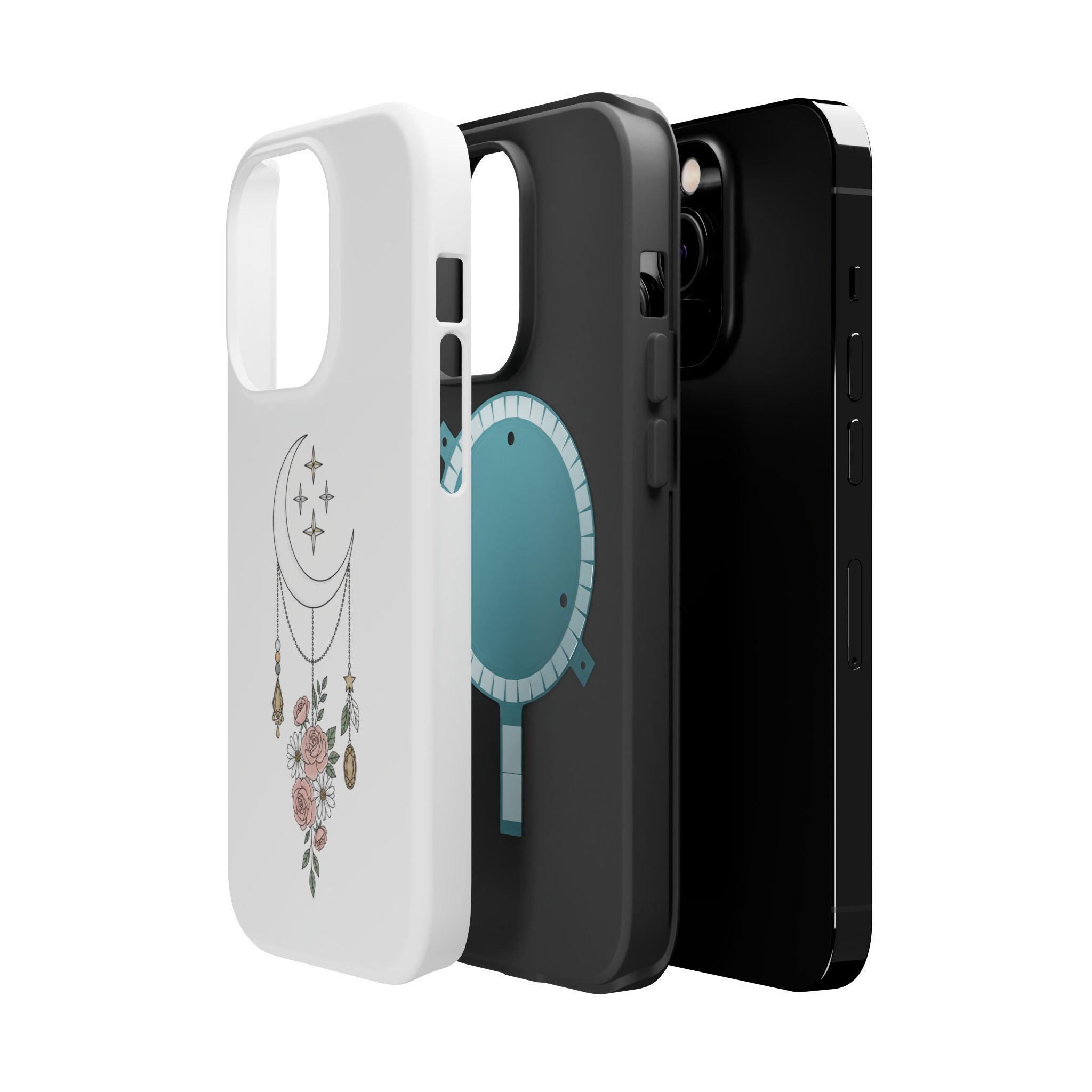 Moon & Roses Magnetic Impact Phone Case — Celestial Floral iPhone Cover