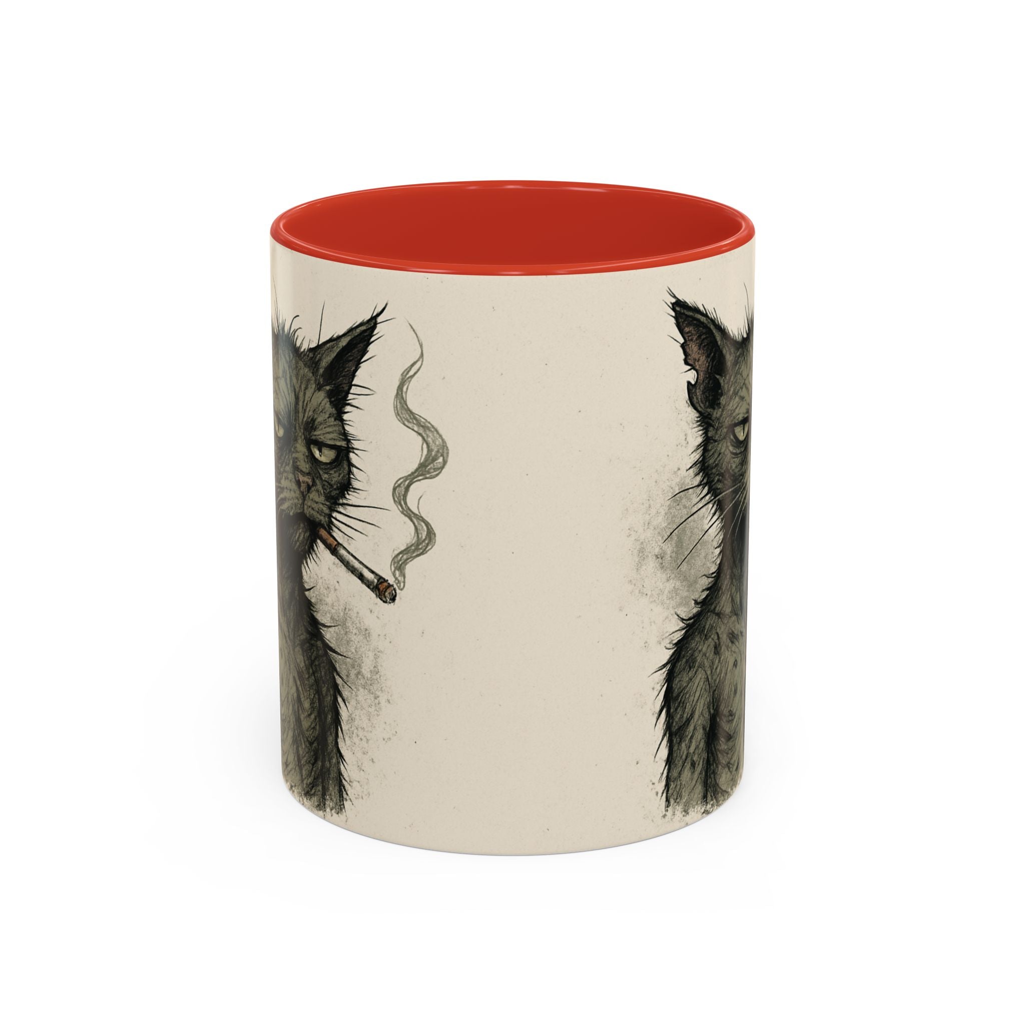 Grumpy Cat Smoking Coffee Mug — Funny Gothic Cat Accent Mug (11/15oz)
