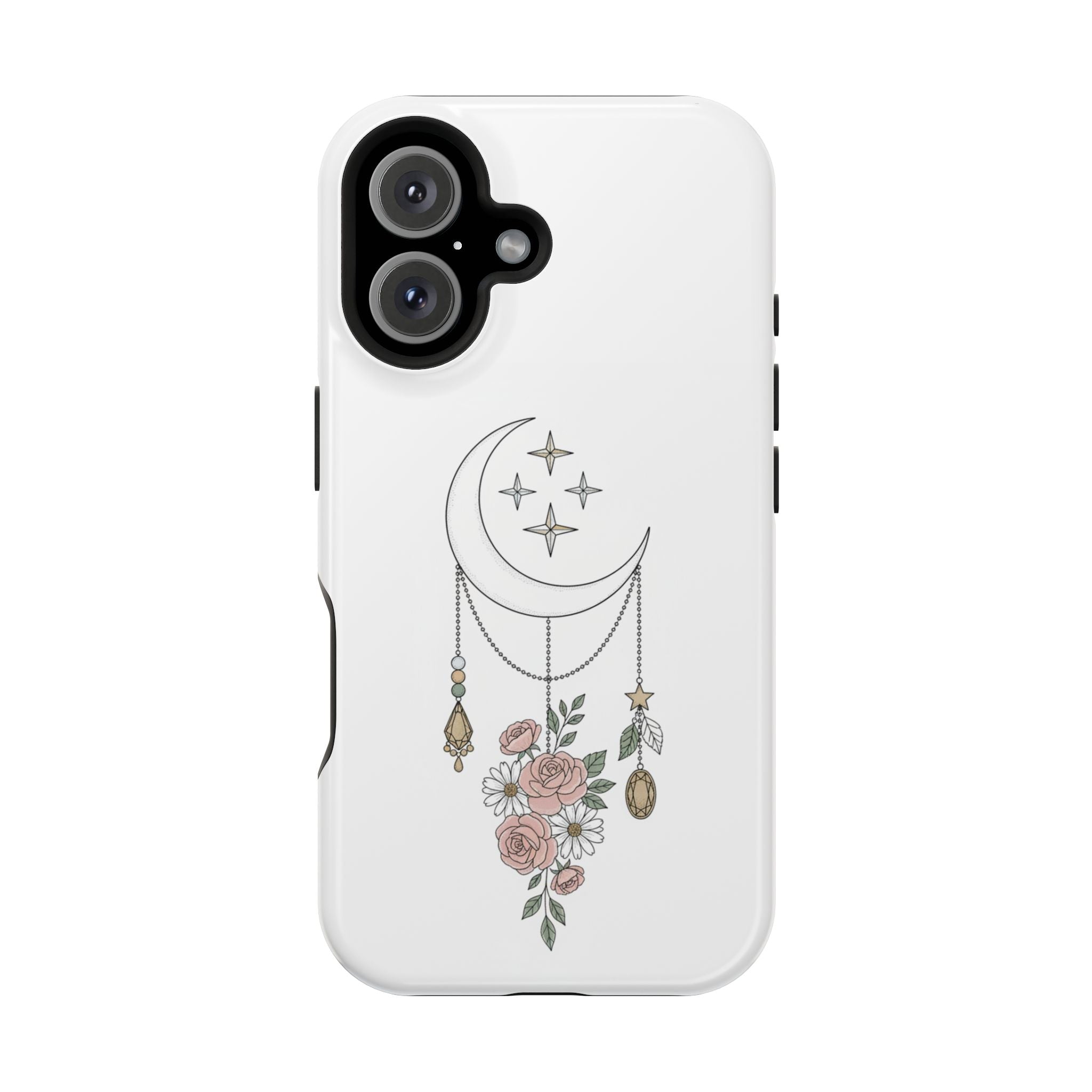 Moon & Roses Magnetic Impact Phone Case — Celestial Floral iPhone Cover