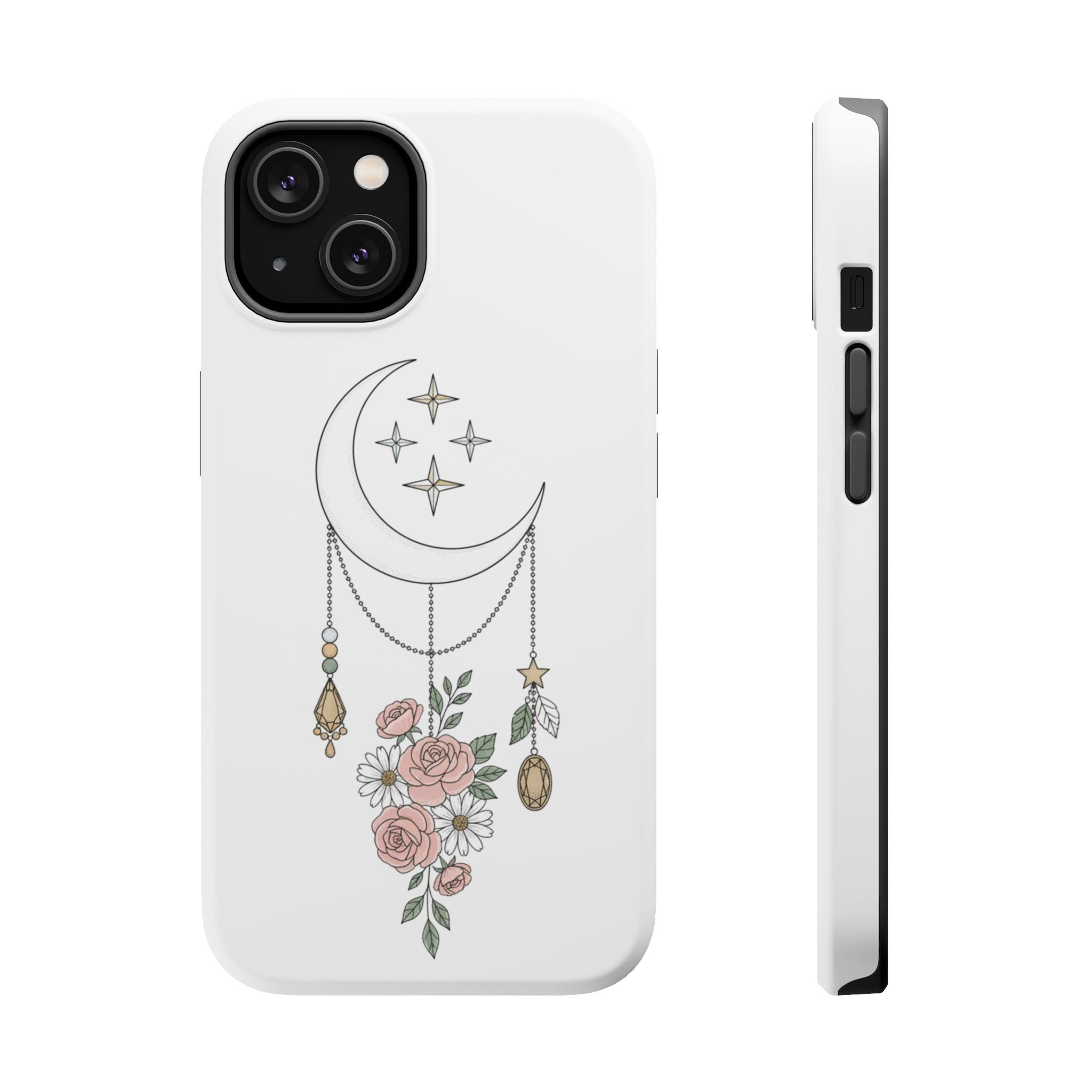 Moon & Roses Magnetic Impact Phone Case — Celestial Floral iPhone Cover