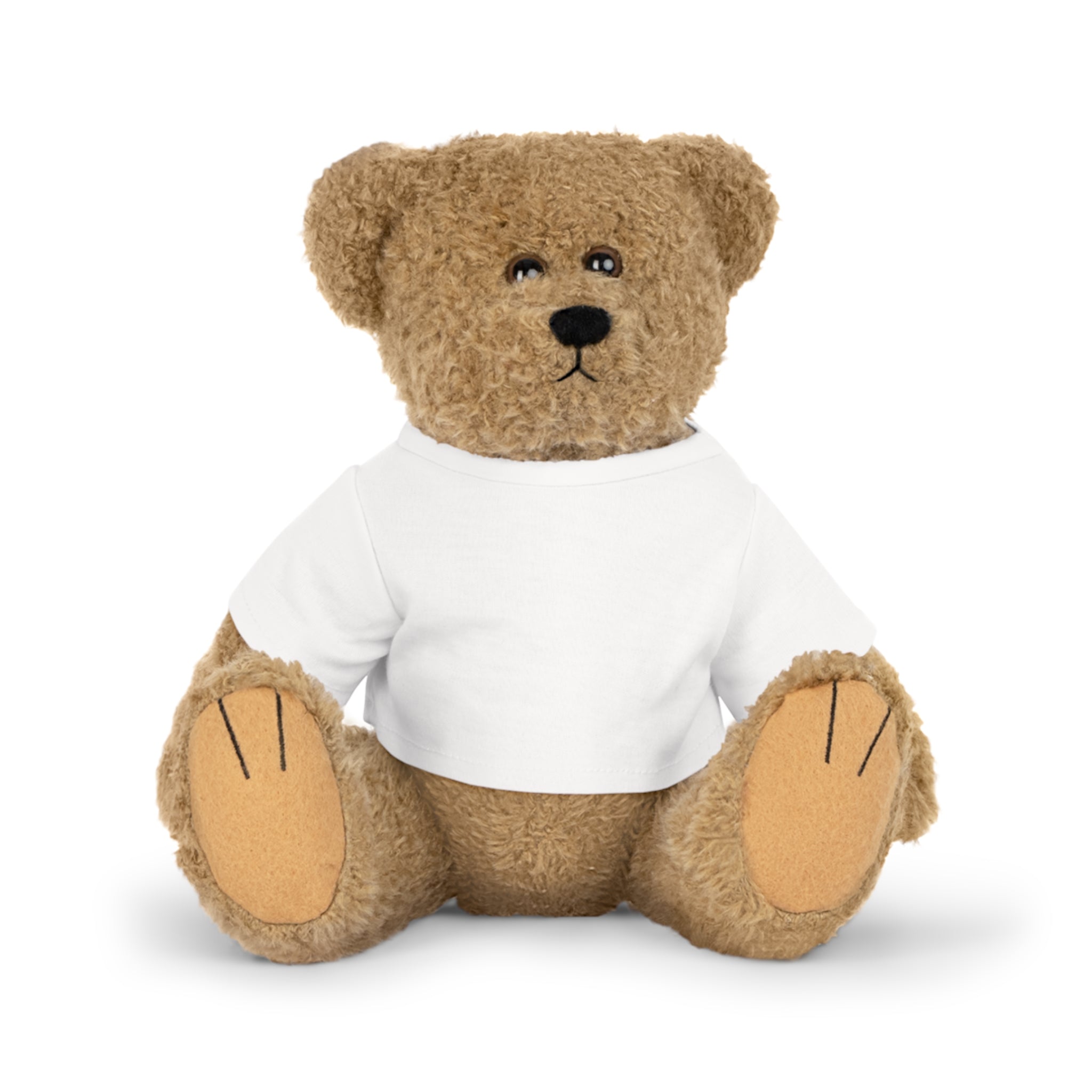 Classic Brown Bear Plush Toy with White T-Shirt | Customizable Shirt