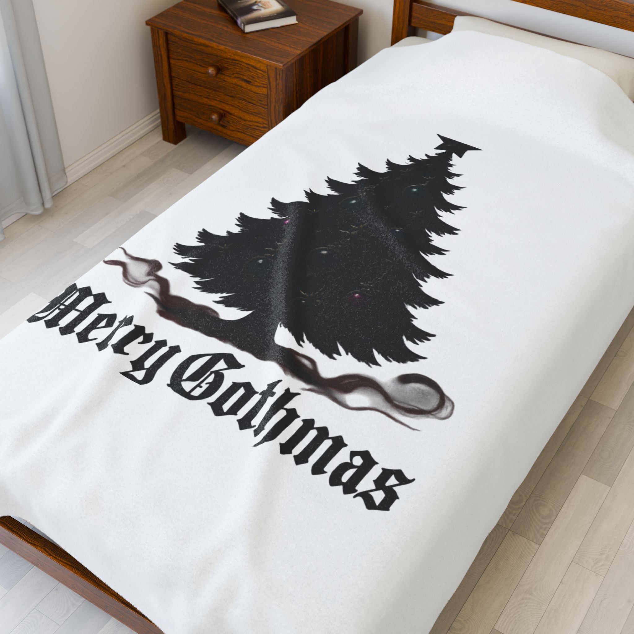 Velveteen Plush Blanket — 'Merry Gothmas' Gothic Christmas Tree Throw