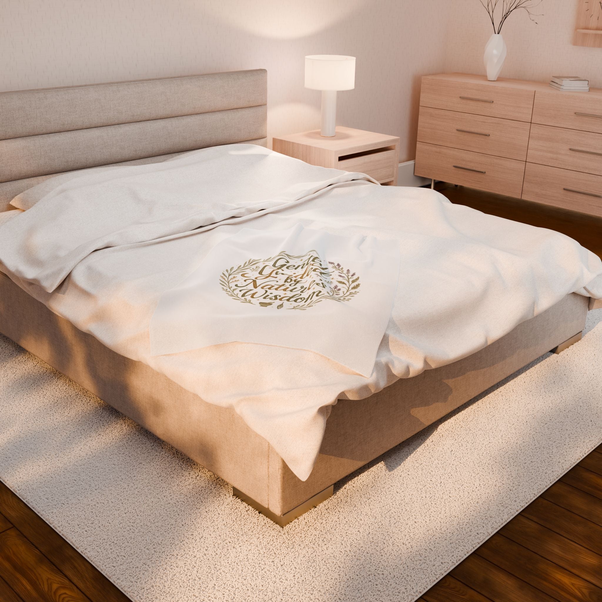 Gently Guided by Nature's Wisdom Velveteen Plush Blanket — Floral Wreath Cozy Throw for Nature Lovers