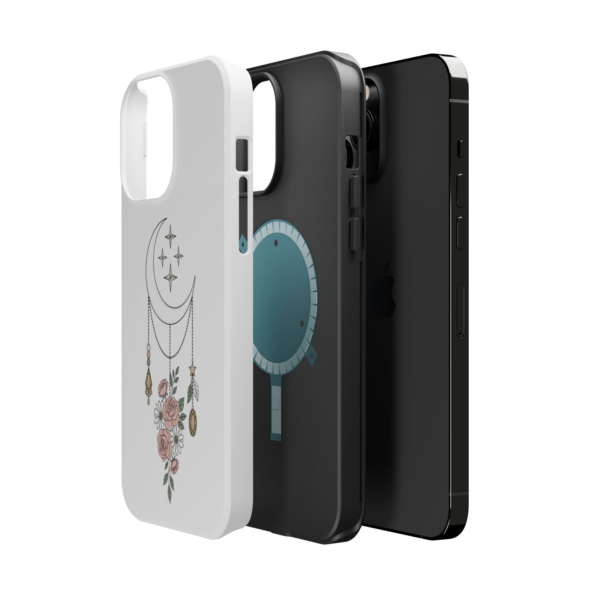Moon & Roses Magnetic Impact Phone Case — Celestial Floral iPhone Cover