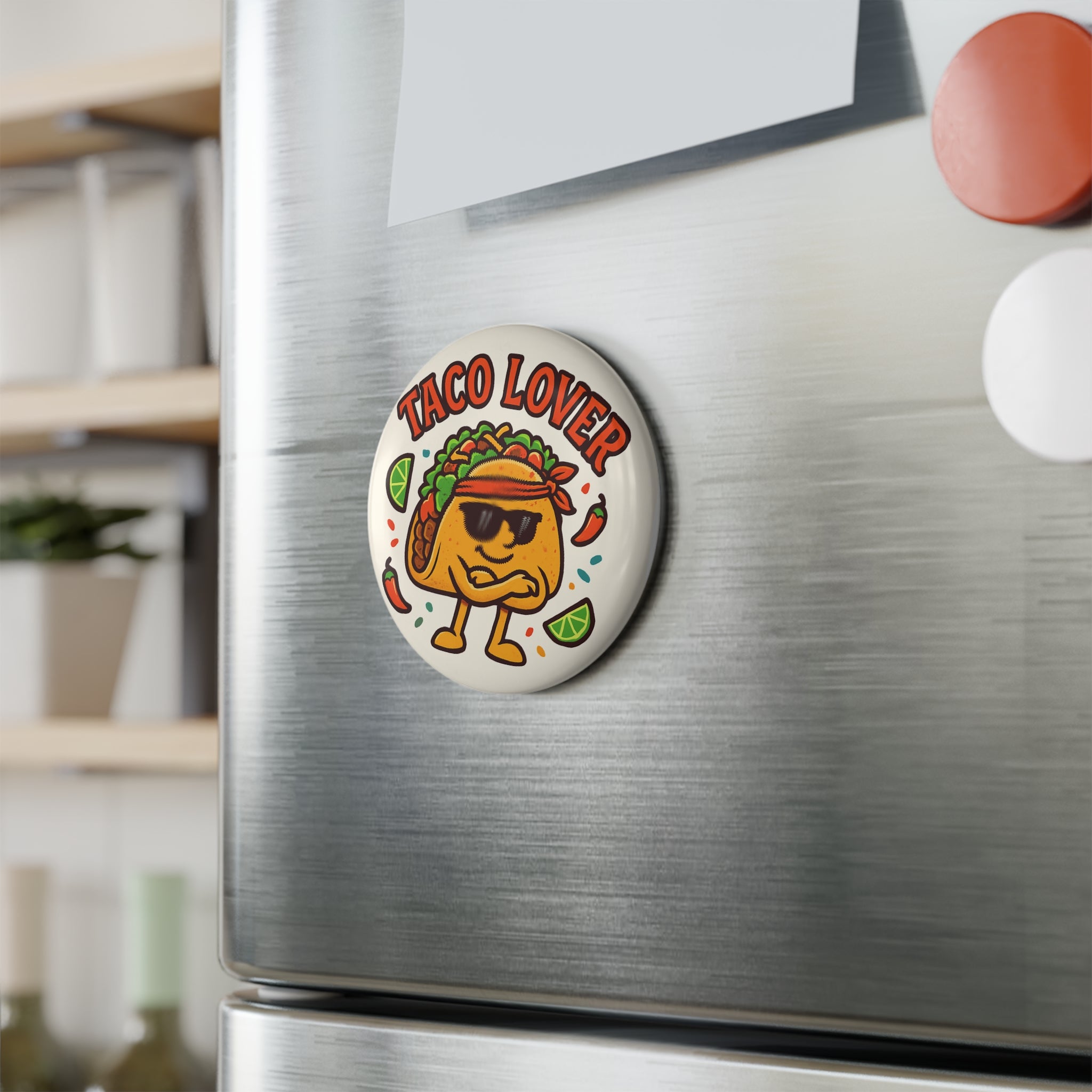 Taco Lover Button Magnet | Round Pinback Magnet