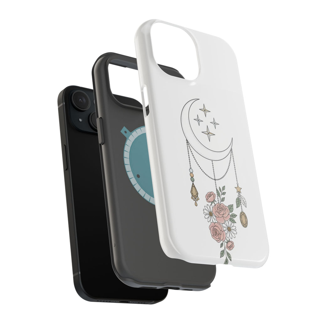 Moon & Roses Magnetic Impact Phone Case — Celestial Floral iPhone Cover