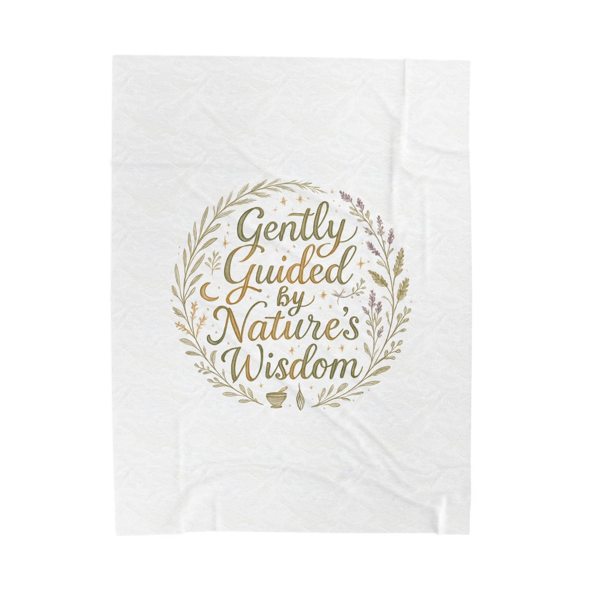Gently Guided by Nature's Wisdom Velveteen Plush Blanket — Floral Wreath Cozy Throw for Nature Lovers