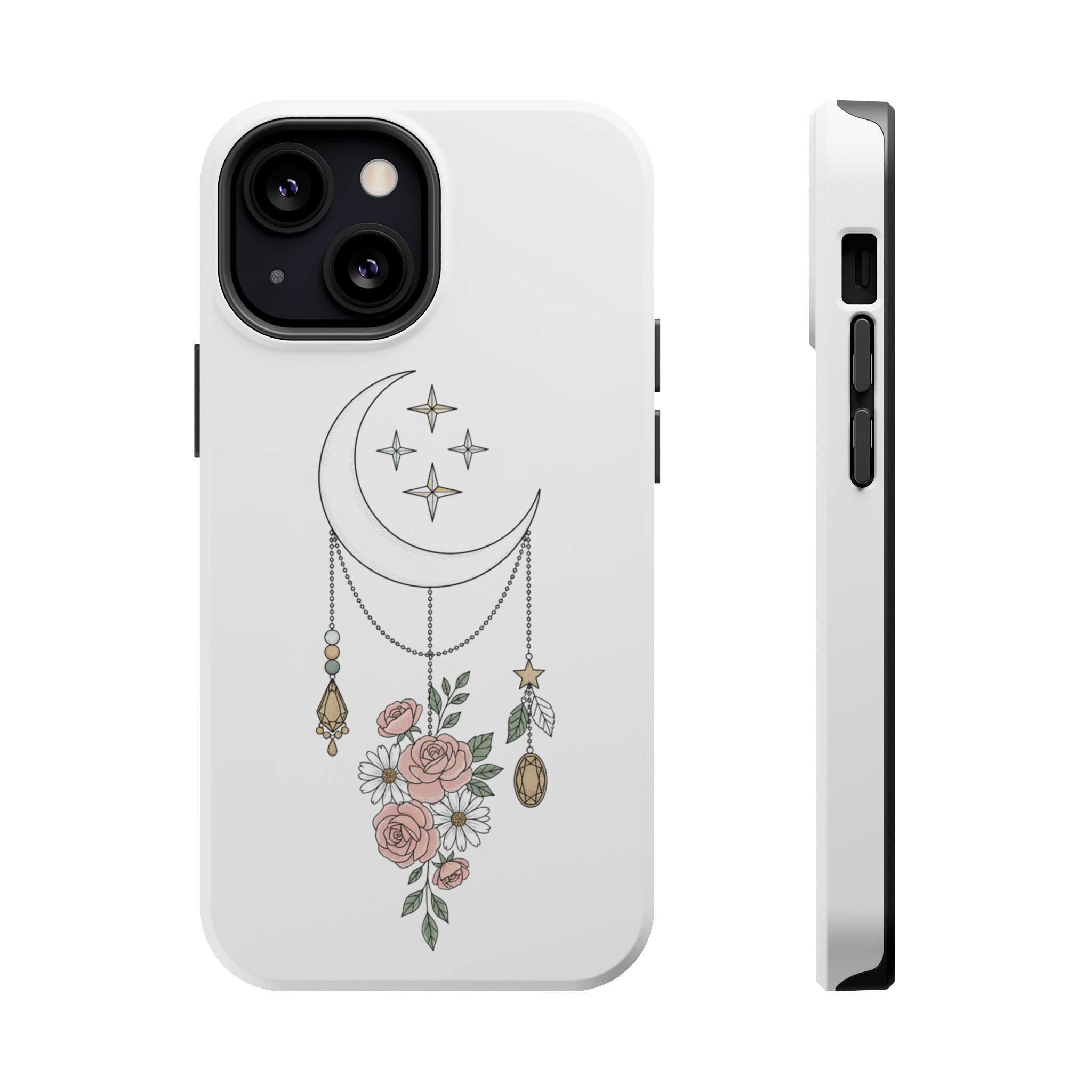 Moon & Roses Magnetic Impact Phone Case — Celestial Floral iPhone Cover