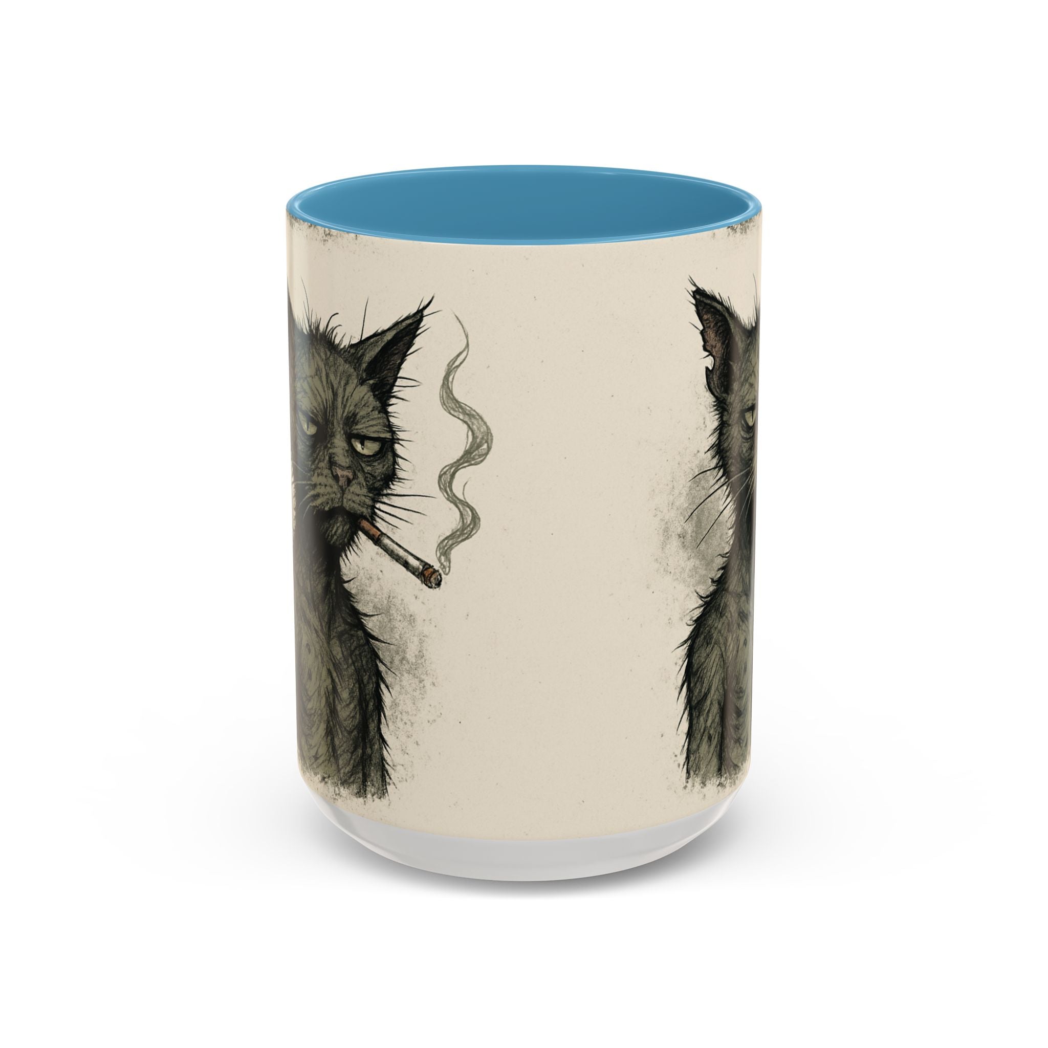 Grumpy Cat Smoking Coffee Mug — Funny Gothic Cat Accent Mug (11/15oz)
